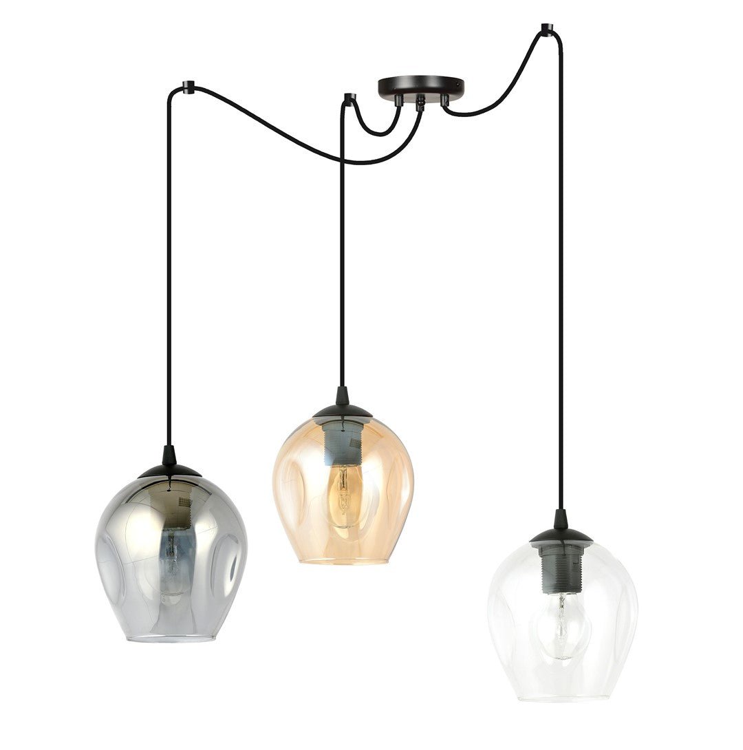 Lampa wisząca LEVEL 3 BL MIX pająk, klosze kolor mix, czarna - LAITICA