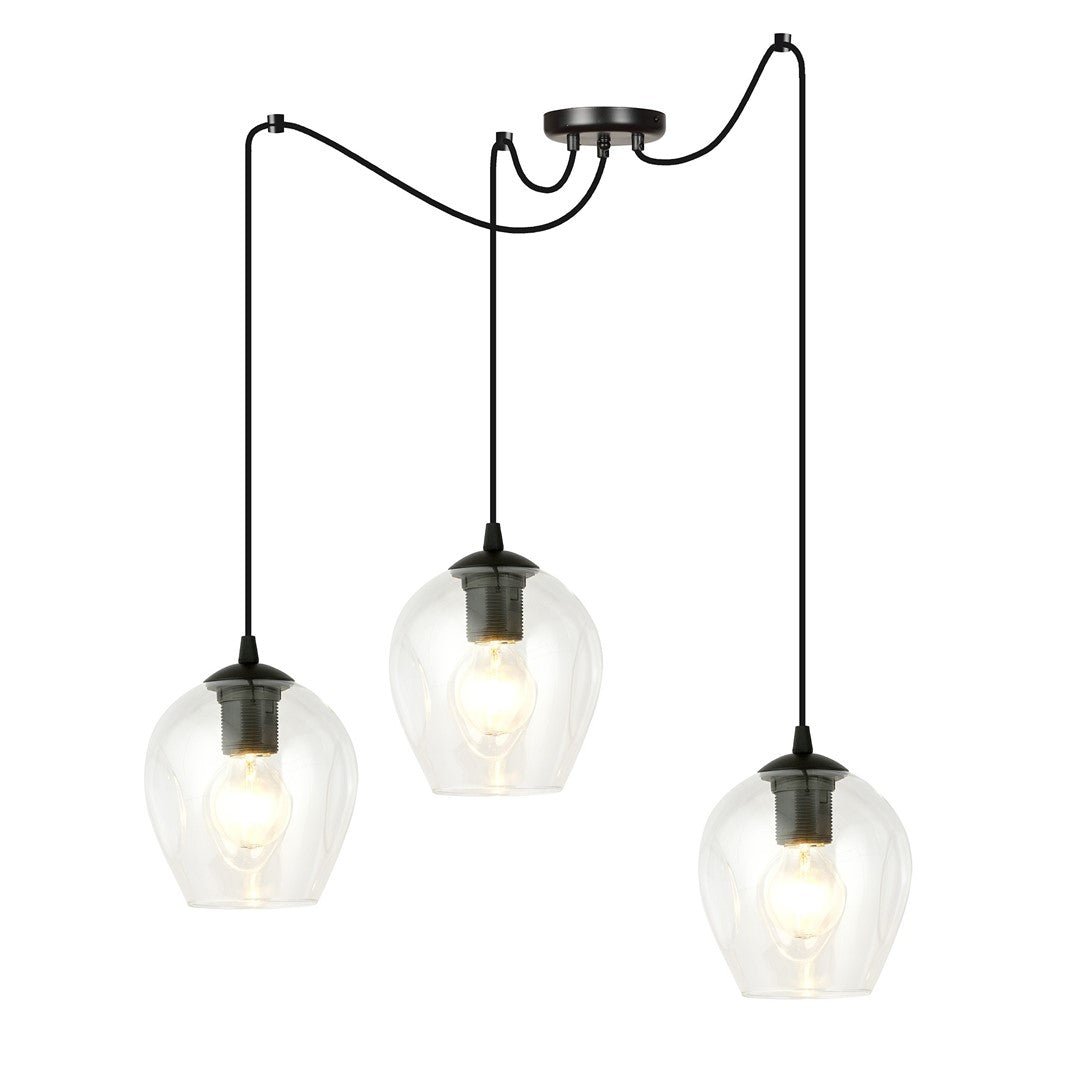 Lampa wisząca LEVEL 3 BL TRANSPARENT pająk, klosze, czarna - LAITICA