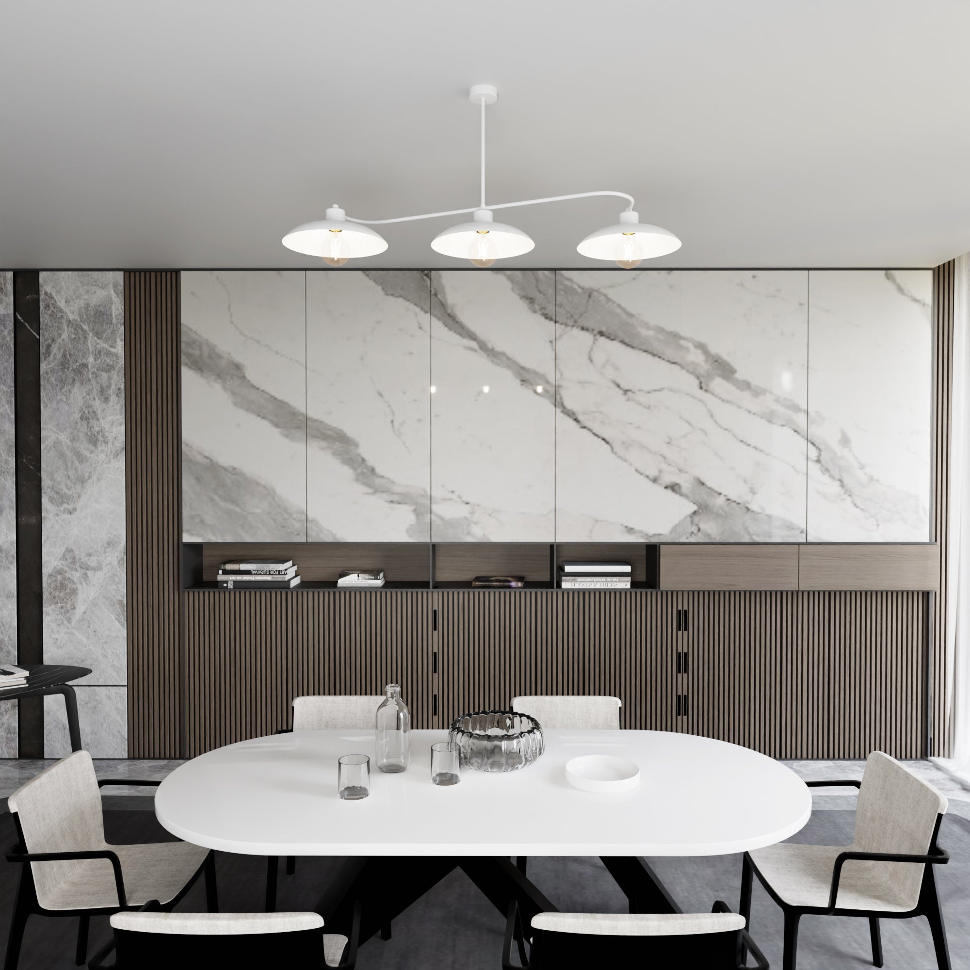 Lampa Wisząca LOFT INEZ żyrandol Metalowa 3 punkty E27 Sufitowa BIAŁA - LAITICA