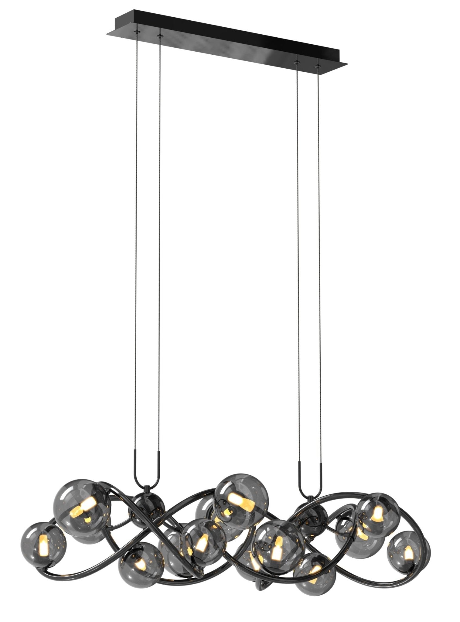 Lampa wisząca MALTA DUŻA 14 kloszy 3000K do jadalni czarny chrom sufitowa - LAITICA