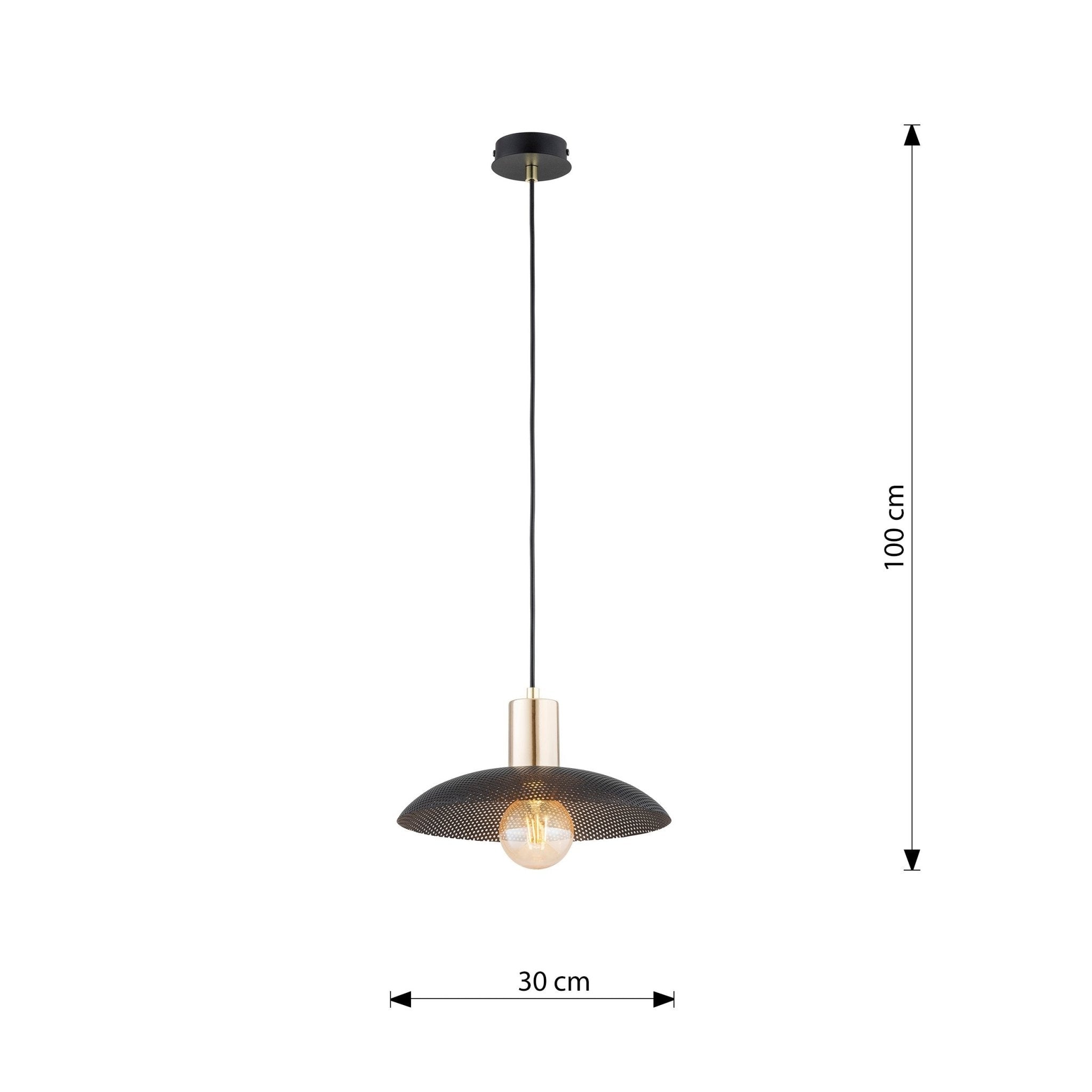Lampa wisząca NELI 1xE27 ZŁOTE DODATKI czarny klosz SUFITOWA regulacja - LAITICA