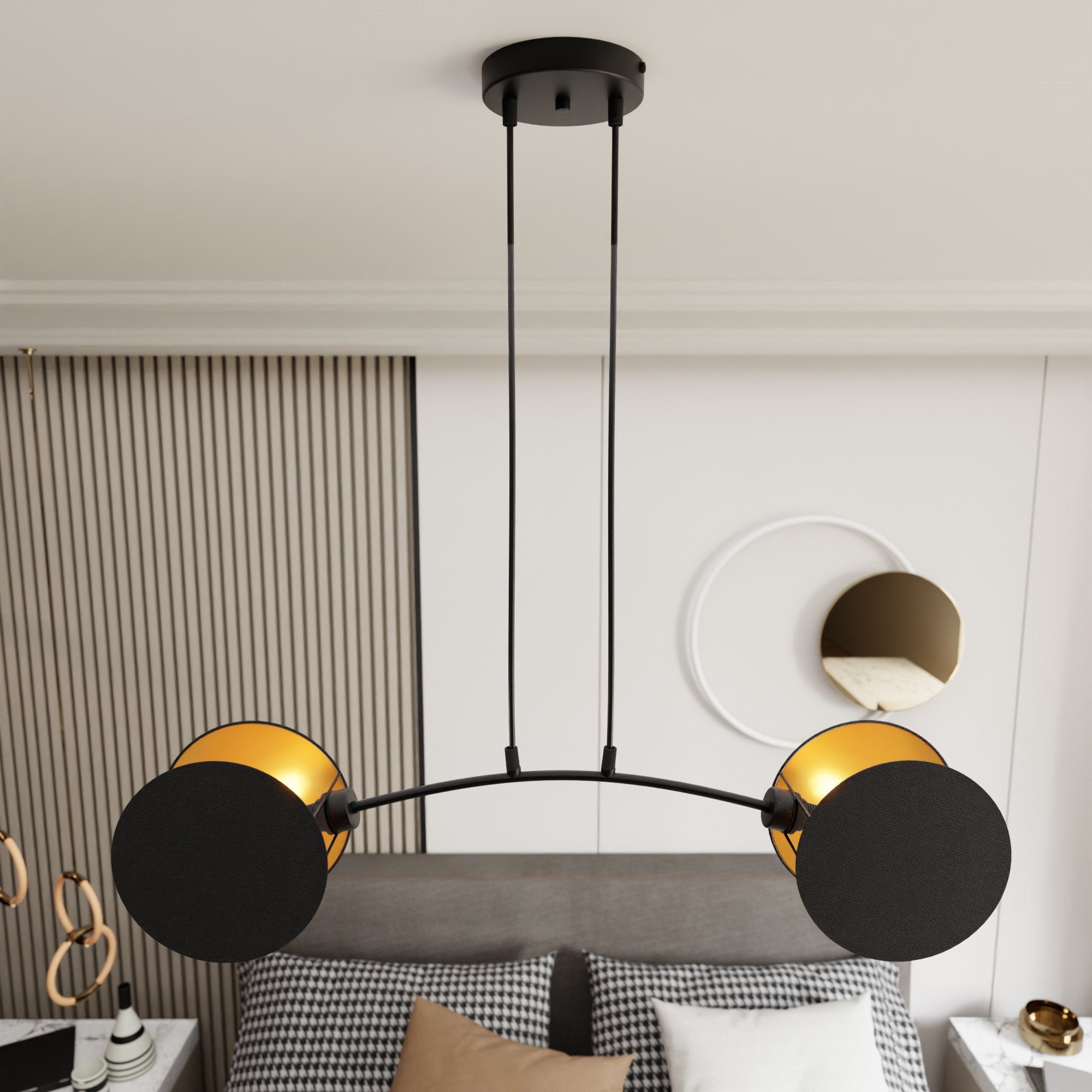 Lampa wisząca NELI czarno złota 2 punkty światła ZWIS sufitowa E27 - LAITICA