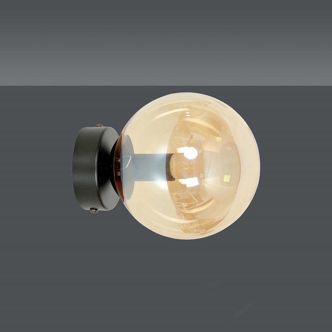 Lampa wisząca NICEA klosz MIODOWY 1xE14 nowoczesny kinkiet czarny - LAITICA