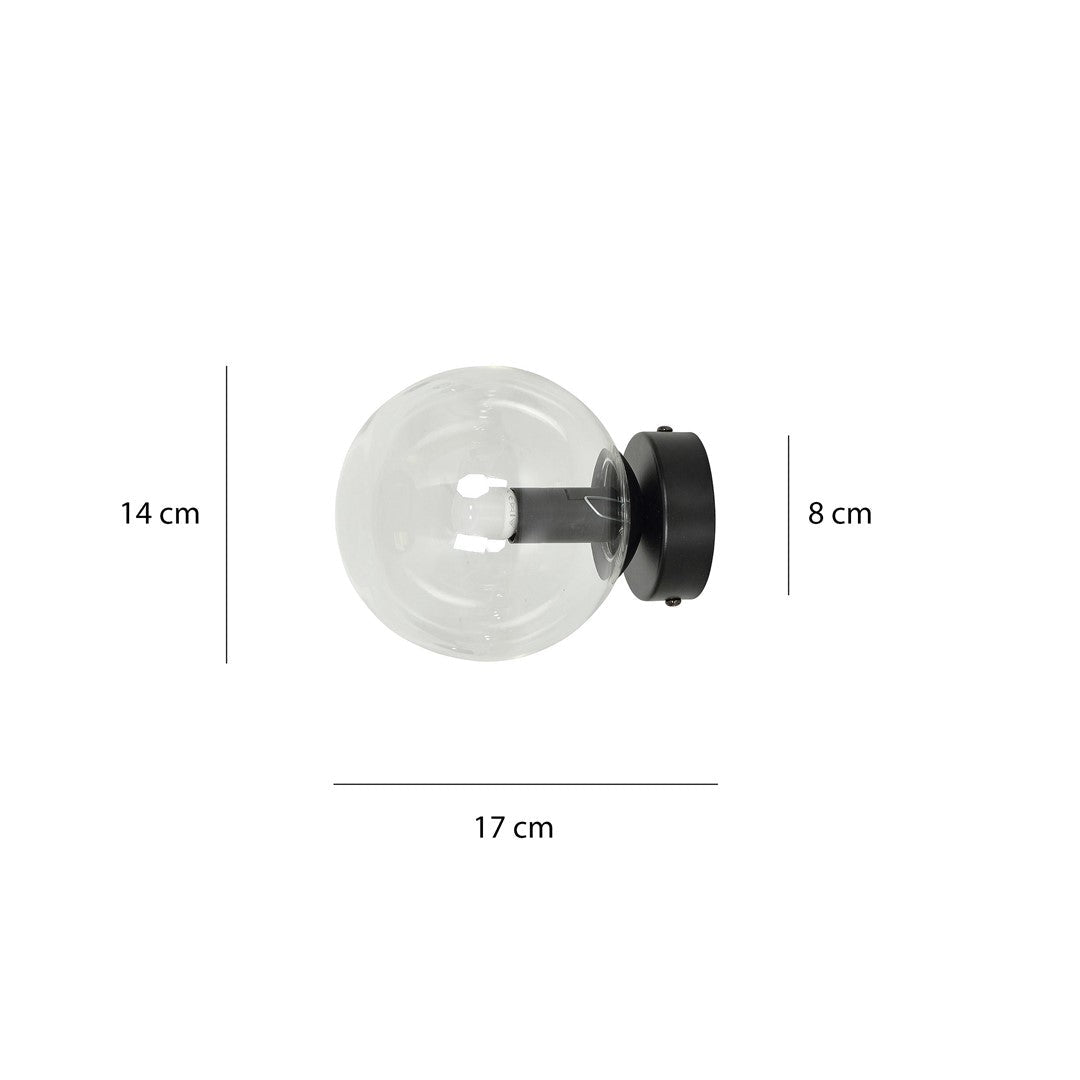 Lampa wisząca NICEA klosz TRANSPARENTY 1xE14 nowoczesny kinkiet czarny - LAITICA