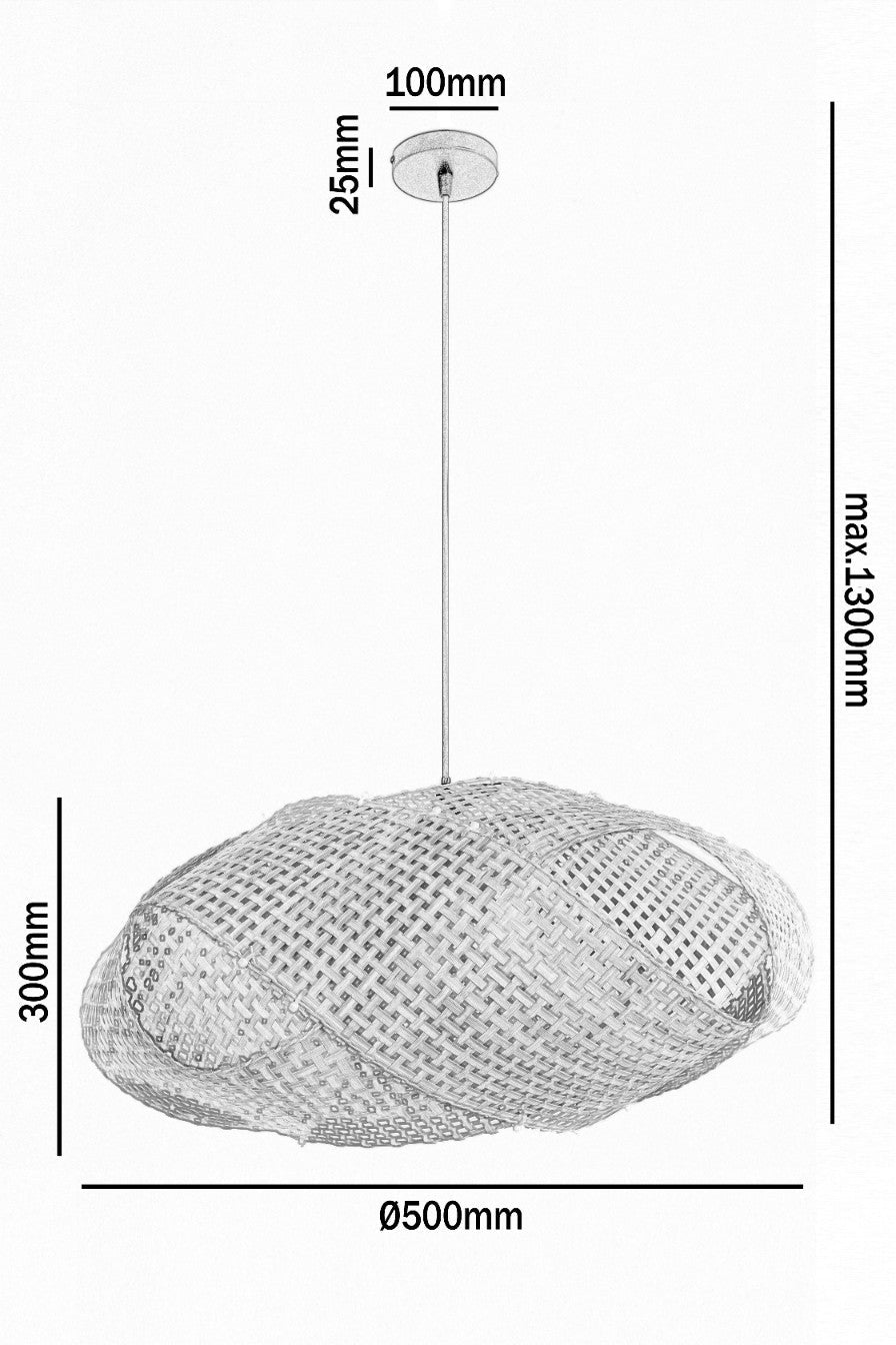 Lampa wisząca Oryginalna styl BOHO BINDUM 1xE27 bambusowa PLECIONA 50cm - LAITICA