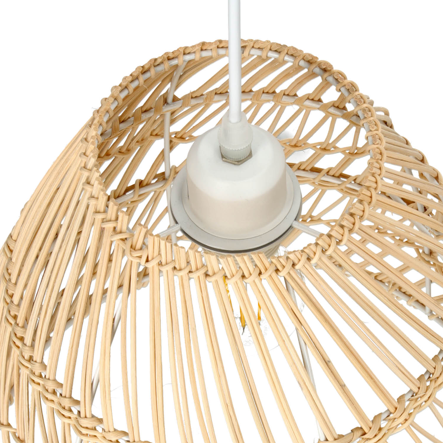 Lampa wisząca RATTANOWA boho RANGO 1xE27 sufitowa beżowa KLOSZ 30cm - LAITICA