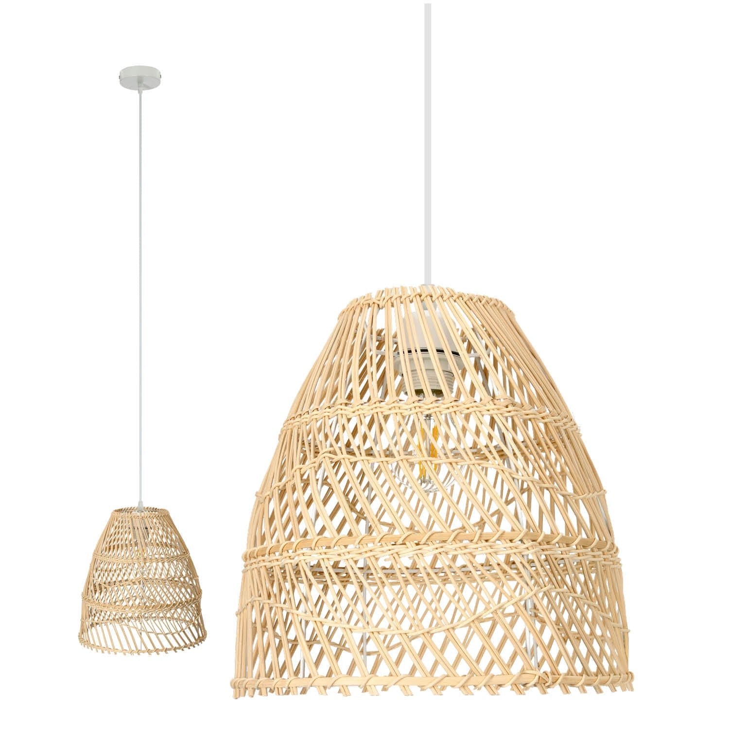 Lampa wisząca RATTANOWA boho RANGO 1xE27 sufitowa beżowa KLOSZ 30cm - LAITICA