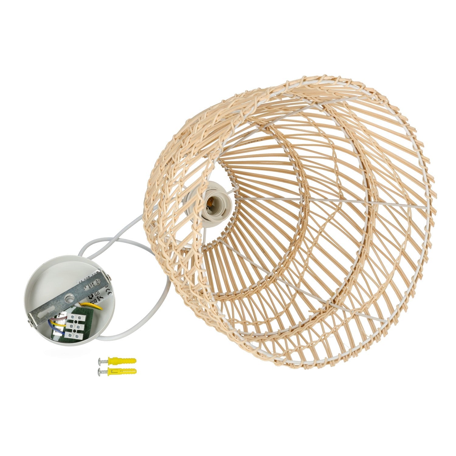 Lampa wisząca RATTANOWA boho RANGO 1xE27 sufitowa beżowa KLOSZ 30cm - LAITICA
