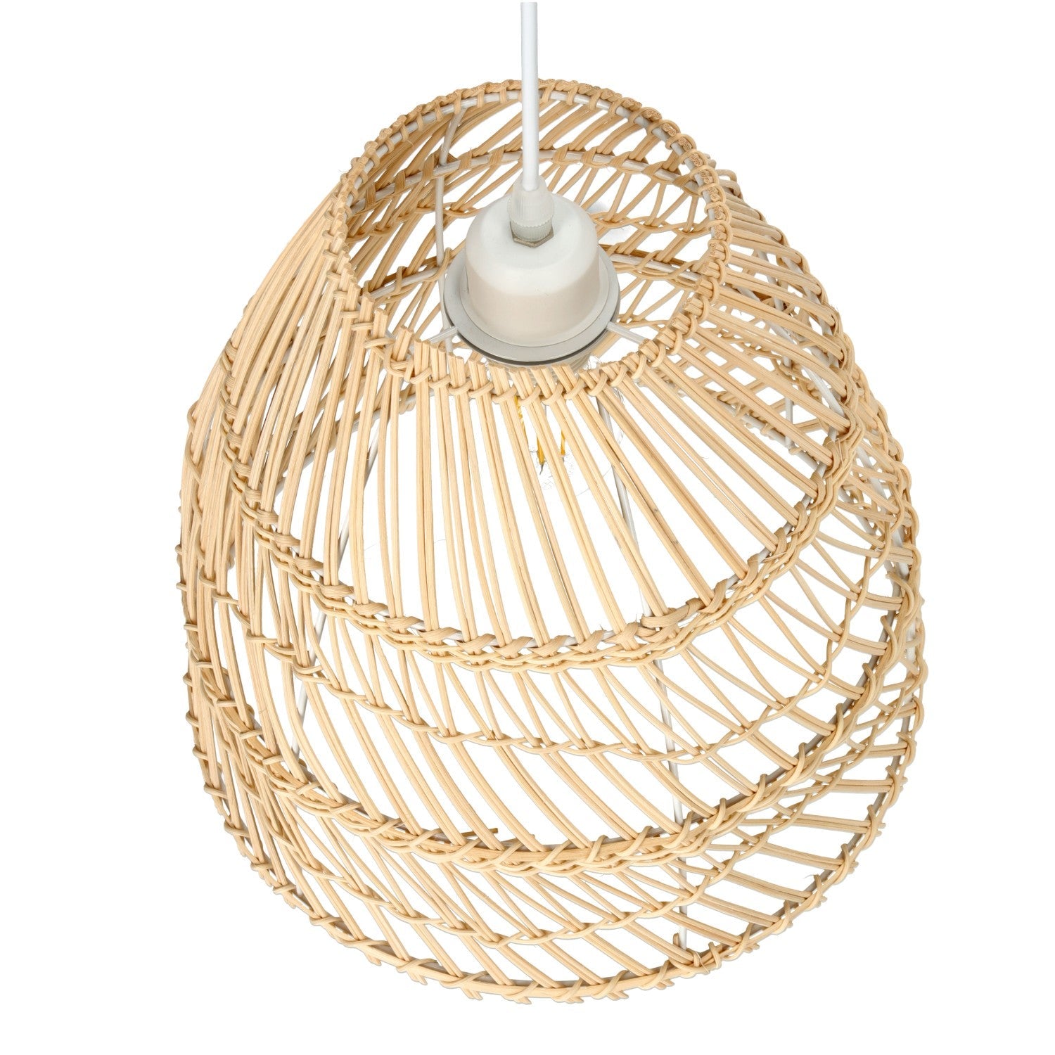 Lampa wisząca RATTANOWA boho RANGO 1xE27 sufitowa beżowa KLOSZ 30cm - LAITICA