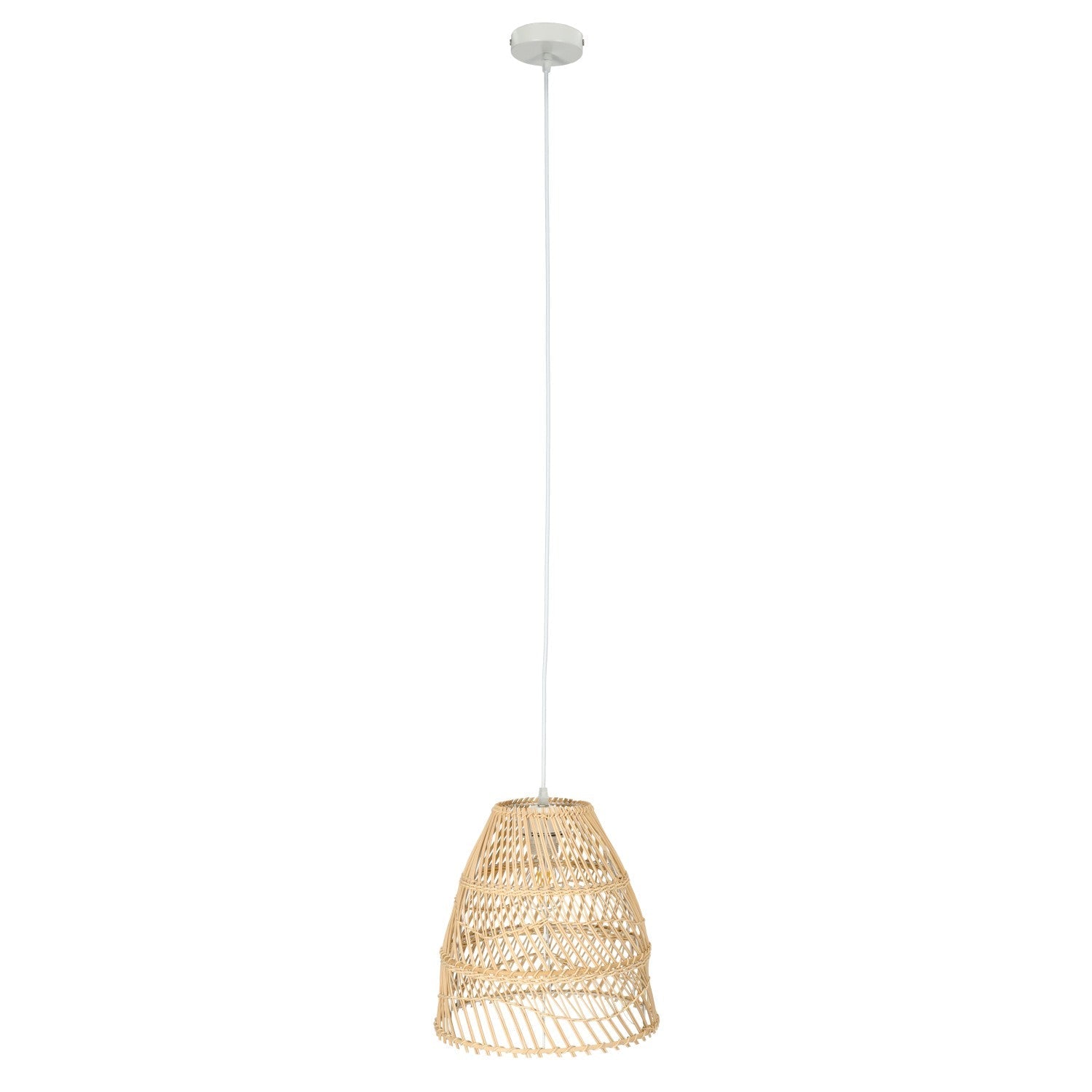 Lampa wisząca RATTANOWA boho RANGO 1xE27 sufitowa beżowa KLOSZ 30cm - LAITICA