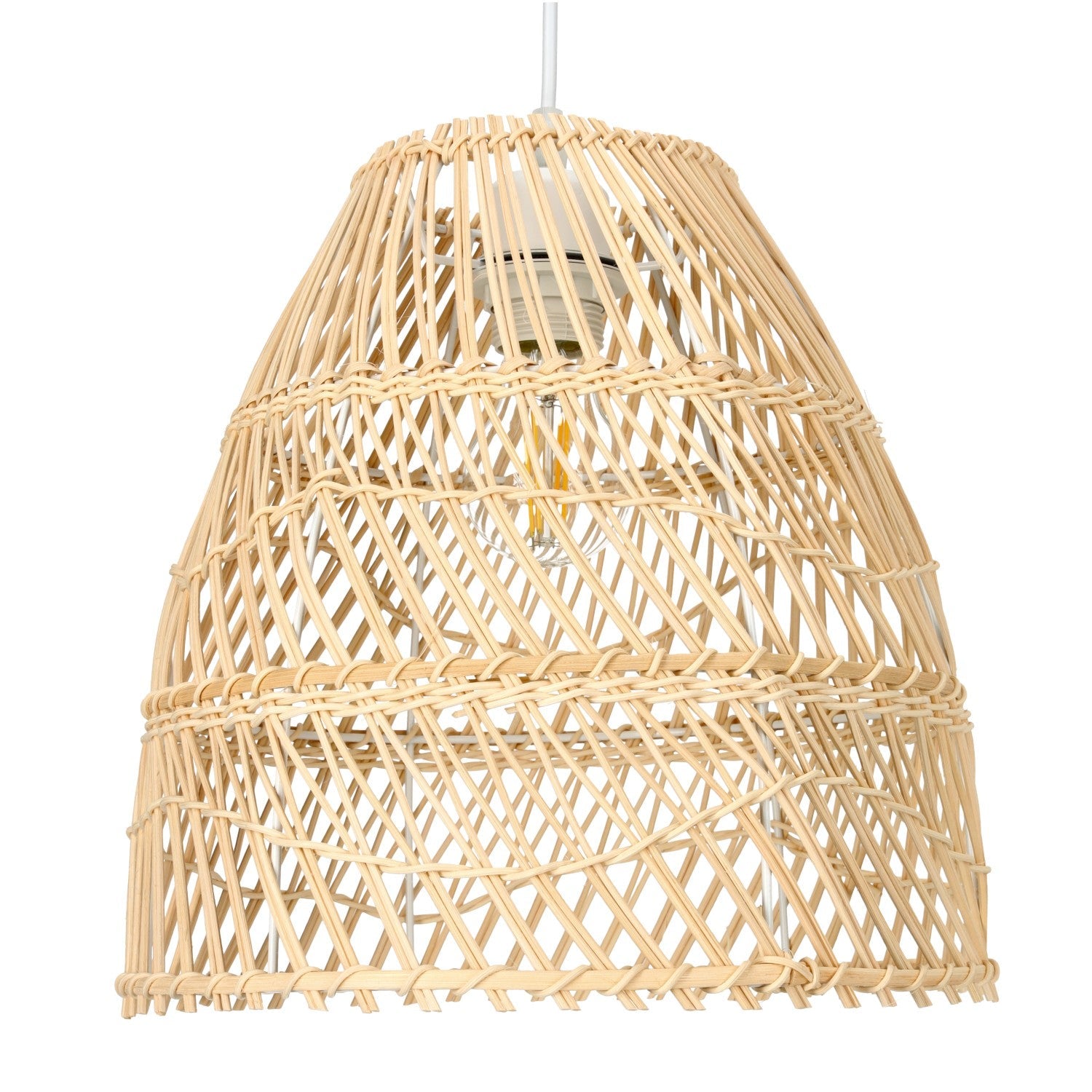 Lampa wisząca RATTANOWA boho RANGO 1xE27 sufitowa beżowa KLOSZ 30cm - LAITICA