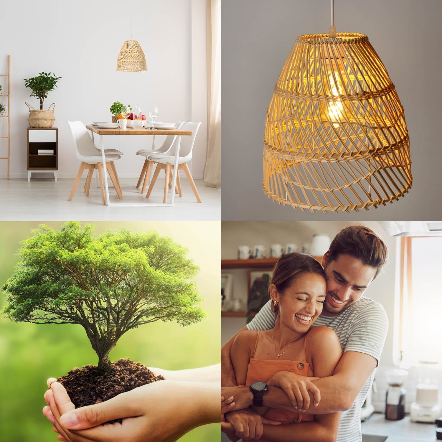 Lampa wisząca RATTANOWA boho RANGO 1xE27 sufitowa beżowa KLOSZ 30cm - LAITICA