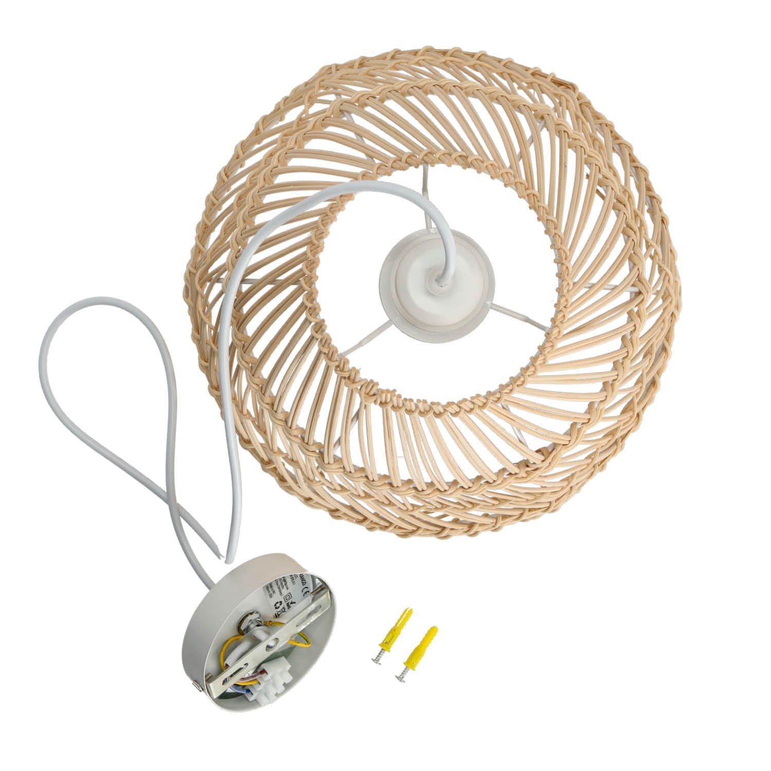 Lampa wisząca RATTANOWA boho RANGO 1xE27 sufitowa beżowa KLOSZ 30cm - LAITICA