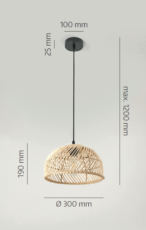 Lampa wisząca RIGA w stylu boho E27 rattanowa - LAITICA