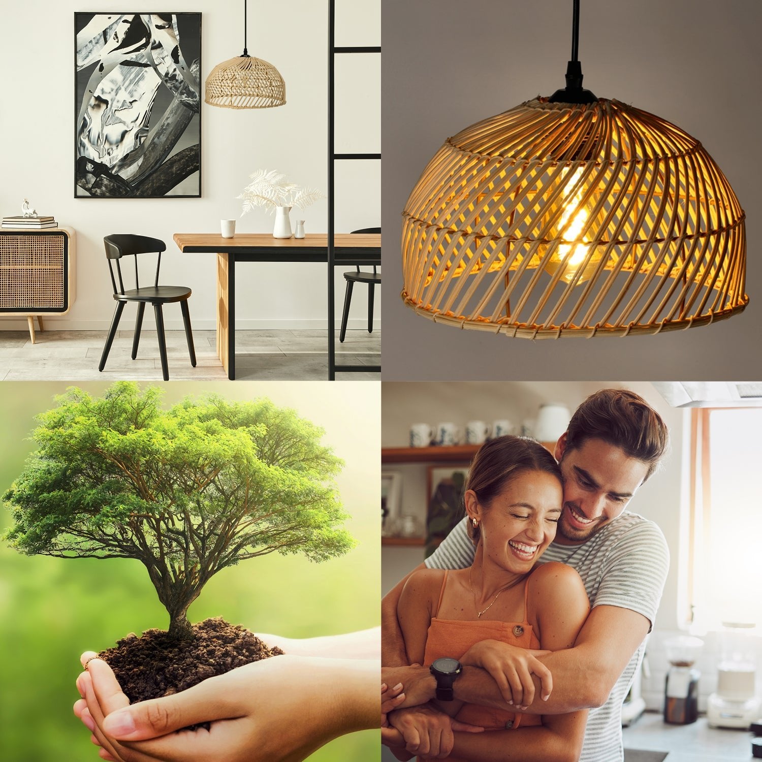 Lampa wisząca RIGA w stylu boho E27 rattanowa - LAITICA