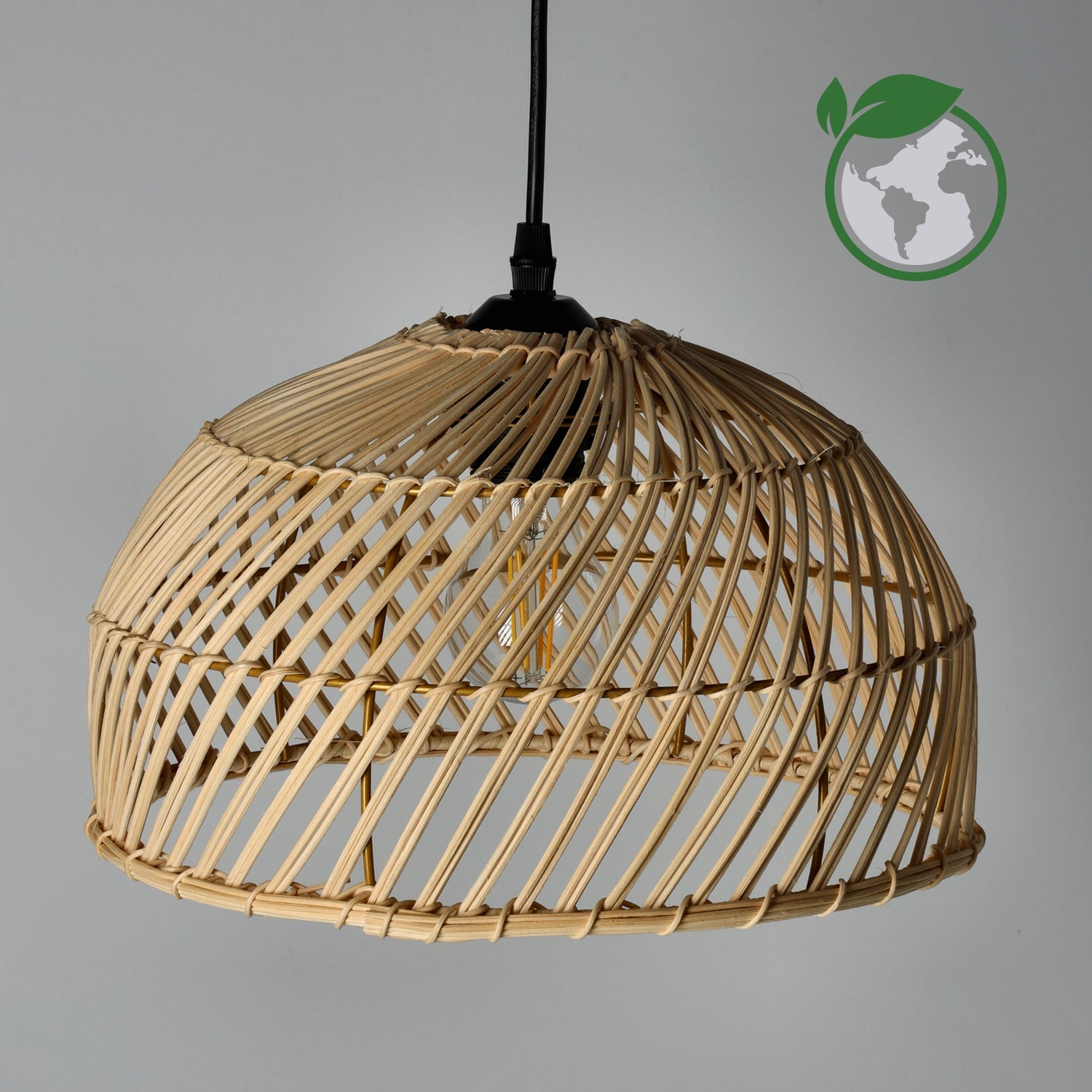 Lampa wisząca RIGA w stylu boho E27 rattanowa - LAITICA