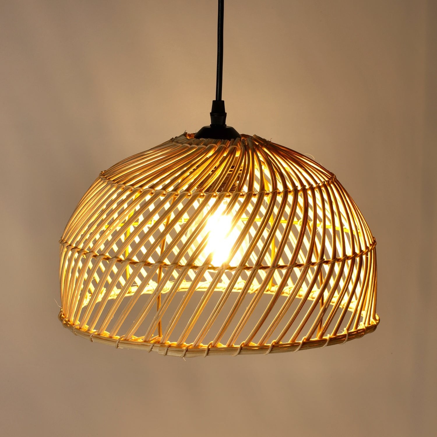 Lampa wisząca RIGA w stylu boho E27 rattanowa - LAITICA