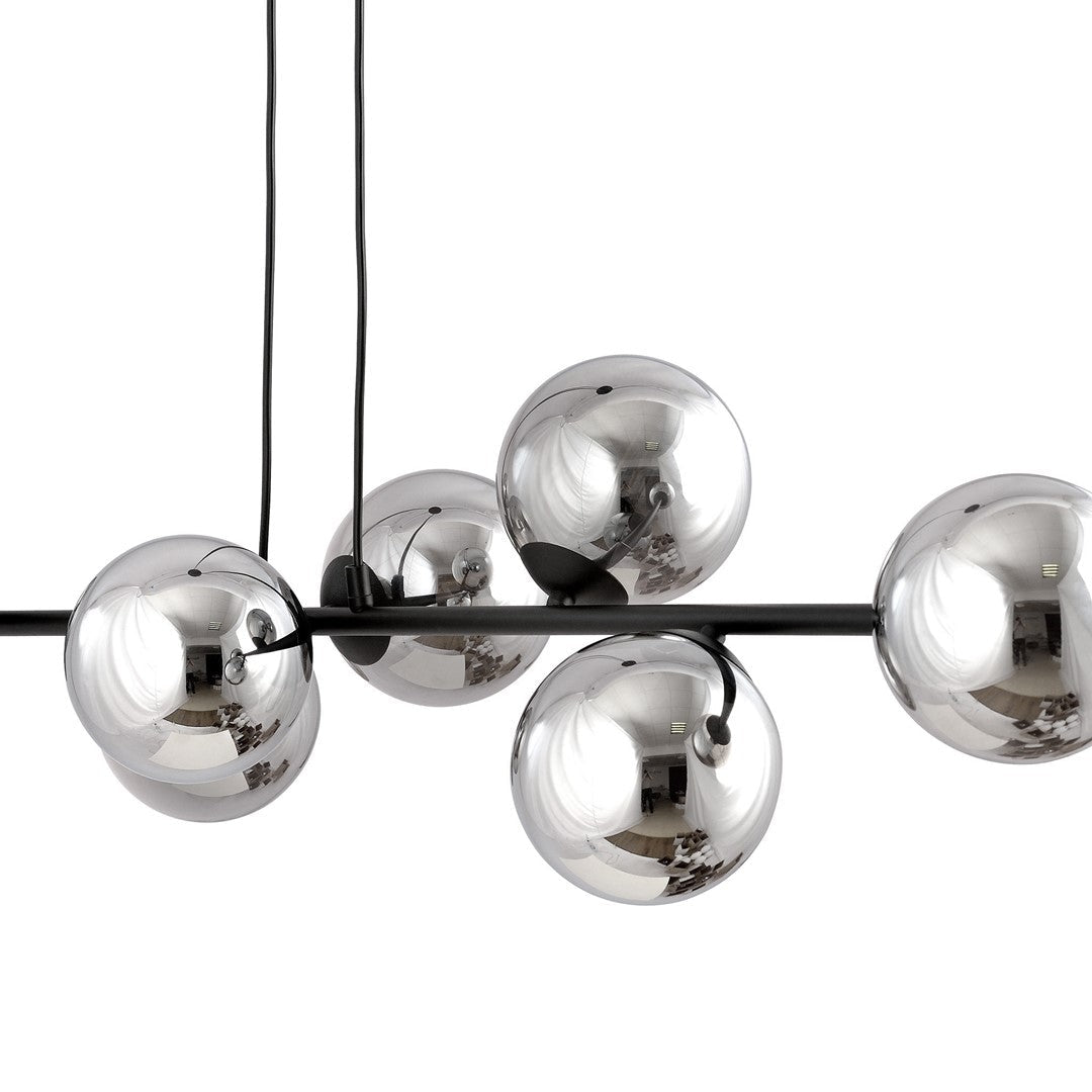 Lampa wisząca ROSSI 6 BL GRAFIT klosz grafit, czarna - LAITICA