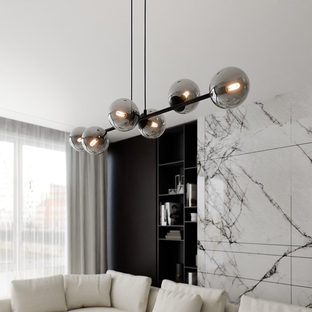 Lampa wisząca ROSSI 6 BL GRAFIT klosz grafit, czarna - LAITICA