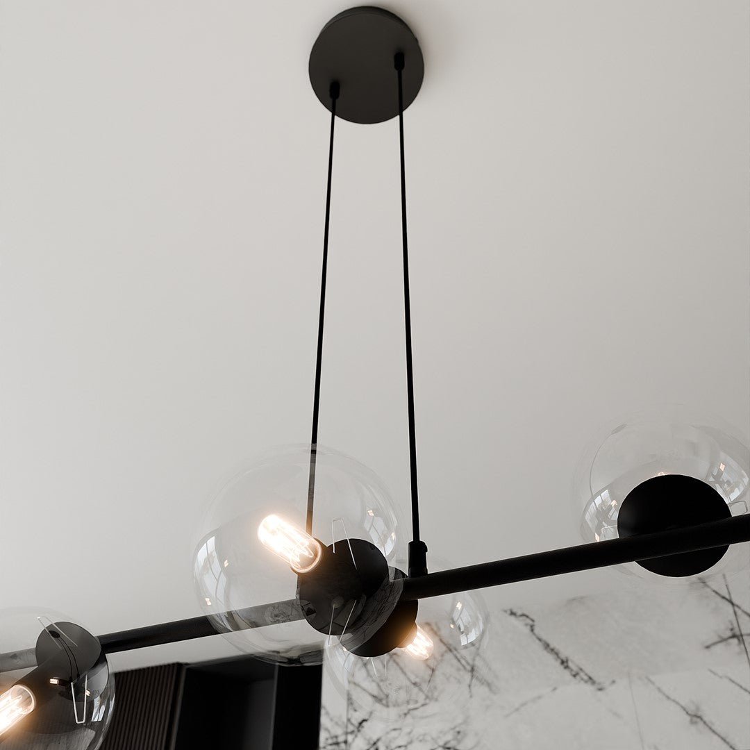Lampa wisząca ROSSI 6 BL TRANSPARENT klosz czarna - LAITICA