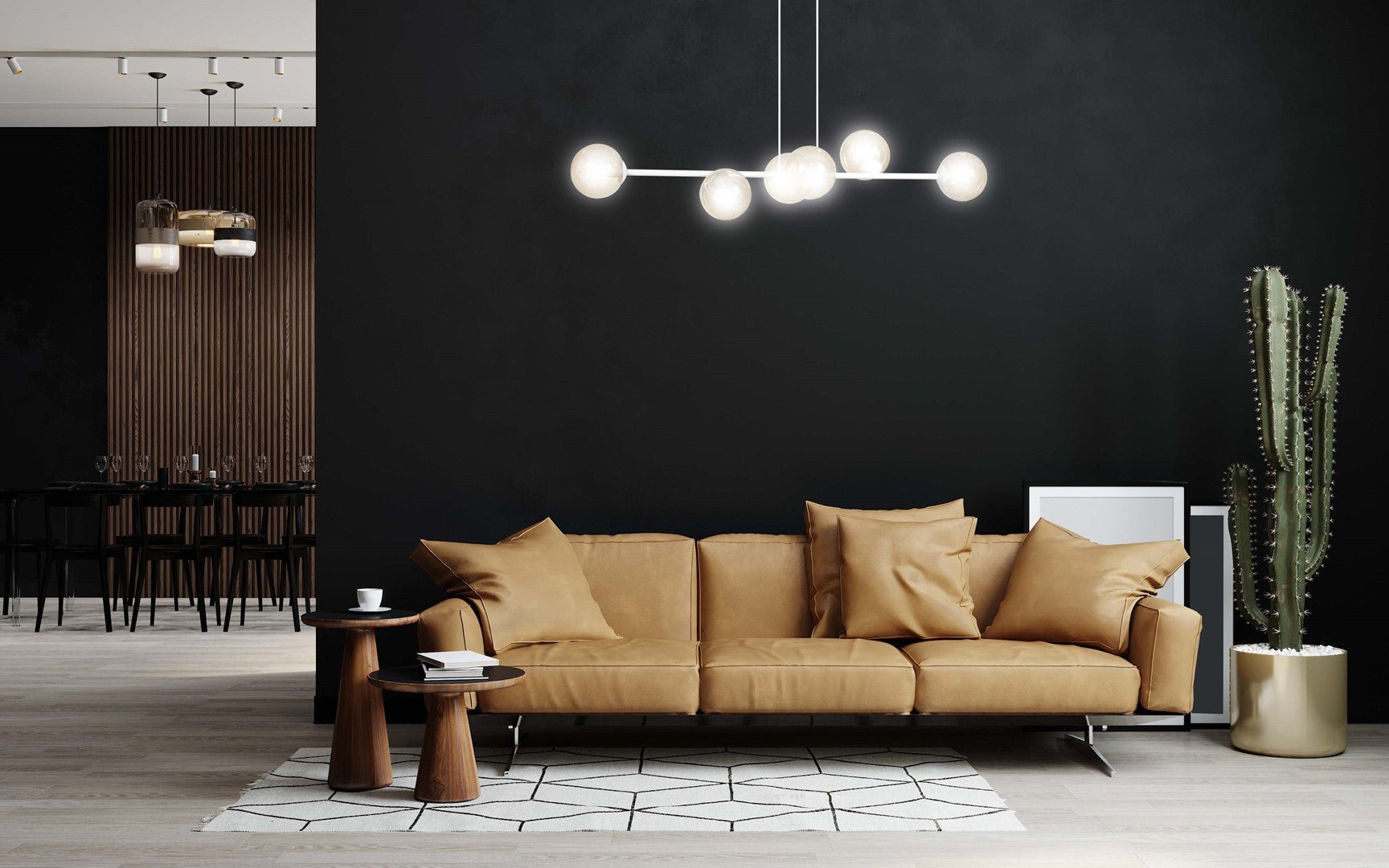 Lampa wisząca ROSSI 6 WH MIODOWA klosz bursztyn biała - LAITICA