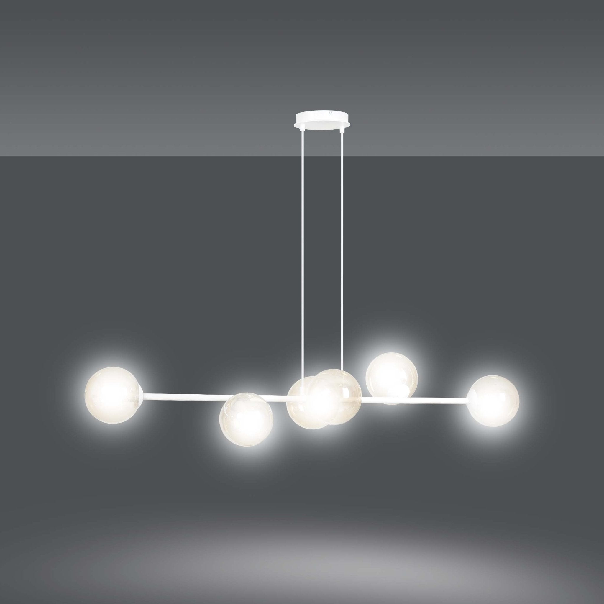 Lampa wisząca ROSSI 6 WH MIODOWA klosz bursztyn biała - LAITICA