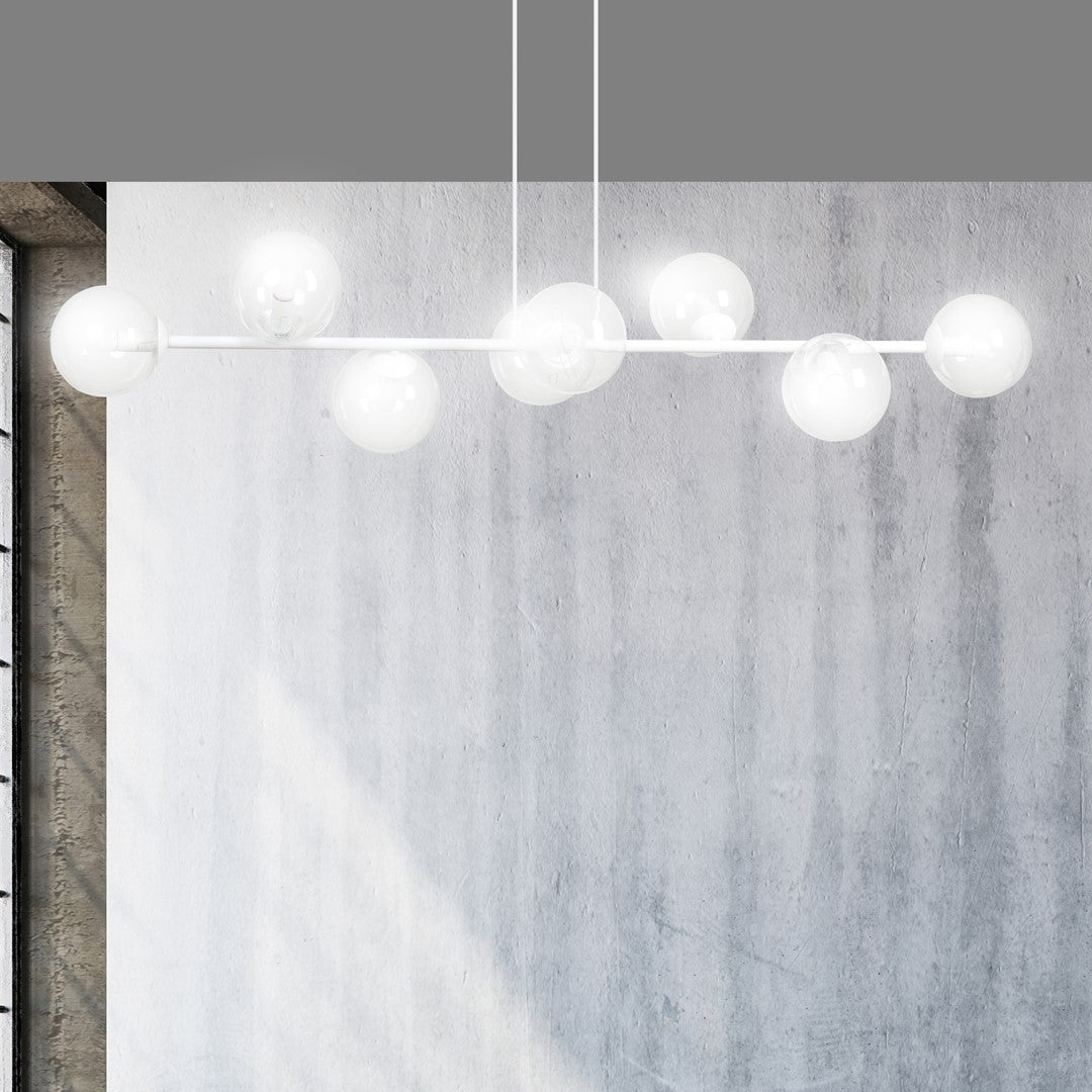 Lampa wisząca ROSSI 8 WH TRANSPARENT nowoczesna biały - LAITICA
