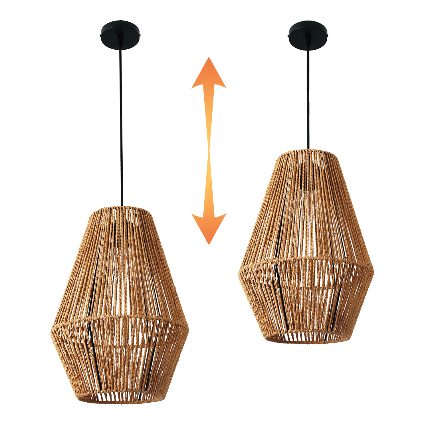 Lampa Wisząca SIBU 30cm Mała metal + sznurek 1xE27 Naturalna BOHO sufitowa - LAITICA