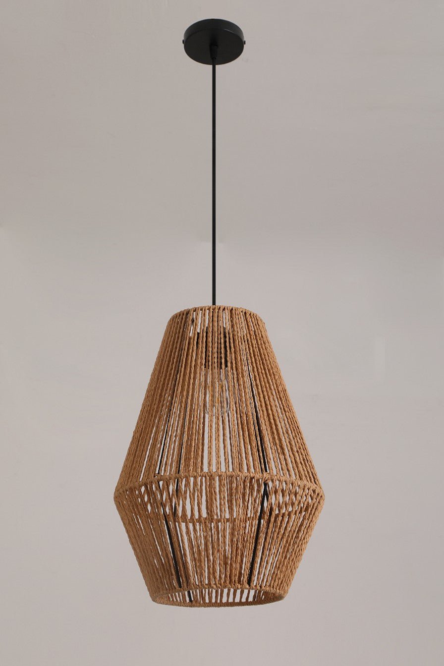 Lampa Wisząca SIBU 30cm Mała metal + sznurek 1xE27 Naturalna BOHO sufitowa - LAITICA