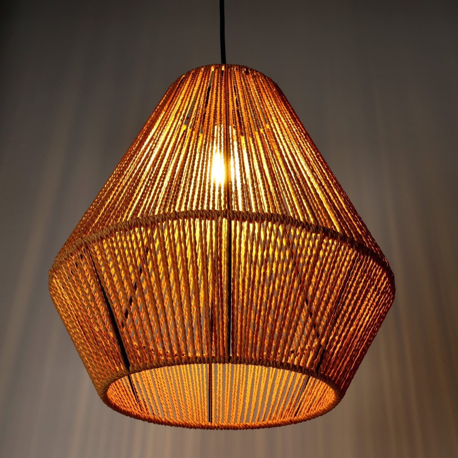 Lampa wisząca SIBU styl BOHO ze sznurka NA E27 sufitowa pleciona - LAITICA