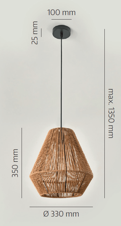 Lampa wisząca SIBU styl BOHO ze sznurka NA E27 sufitowa pleciona - LAITICA