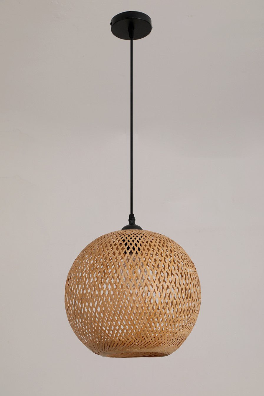 Lampa Wisząca styl Boho BITAVIA S ABAŻUR 40cm Bambusowy Naturalna do salonu - LAITICA