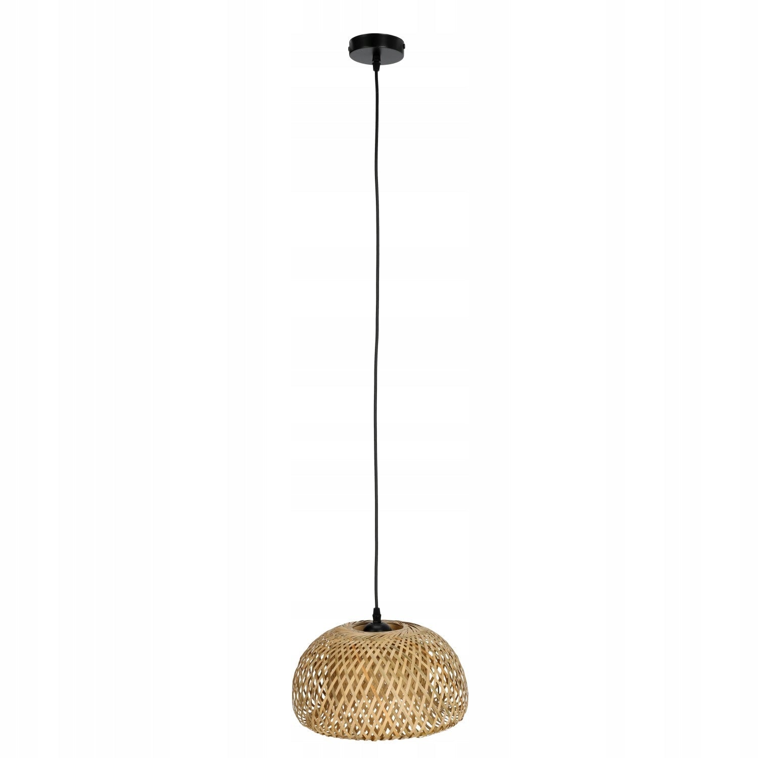 Lampa Wisząca styl boho Naturalna Mała 30cm Klosz Bambusowy do Salonu E27 - LAITICA