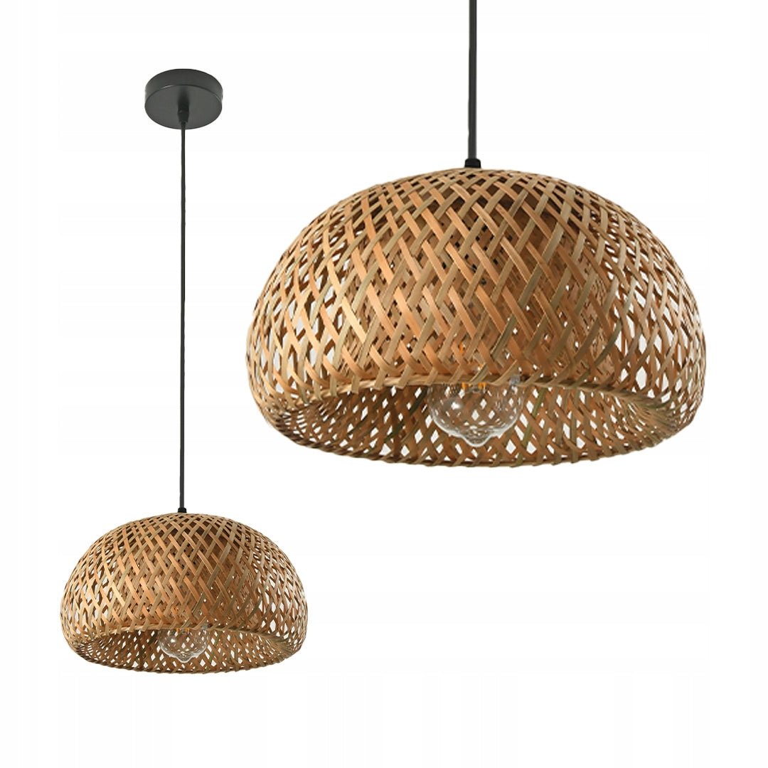 Lampa Wisząca styl boho Naturalna Mała 30cm Klosz Bambusowy do Salonu E27 - LAITICA