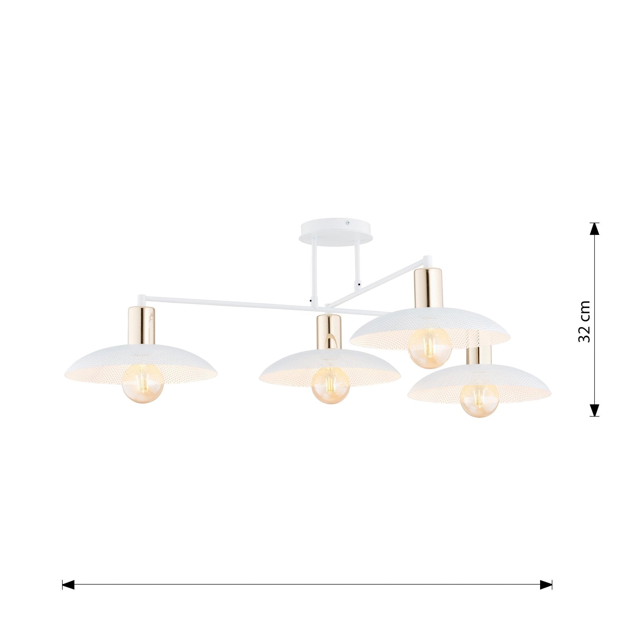 Lampa wisząca SUFITOWA NELI biała 4 klosze 4xE27 metal złote elementy - LAITICA