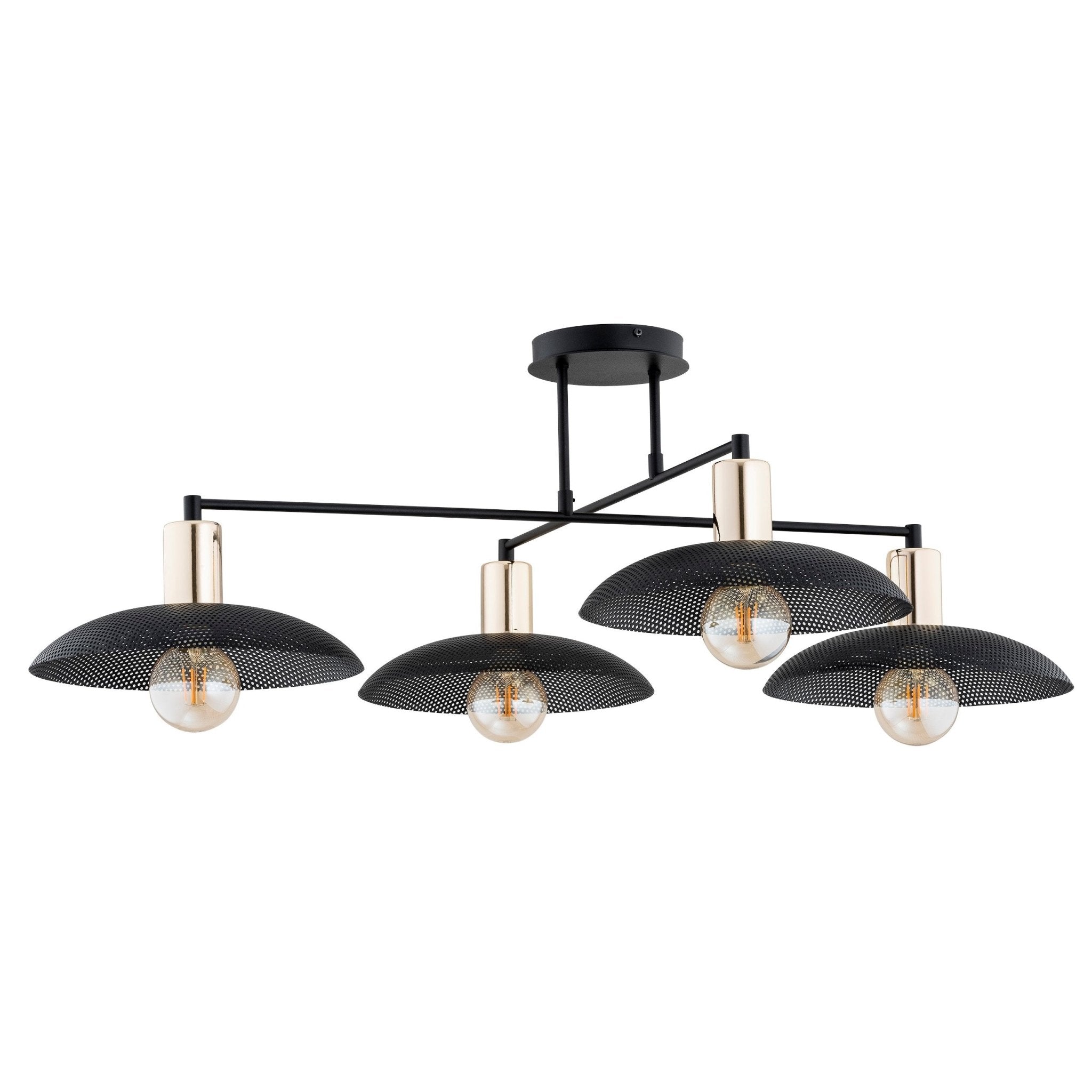 Lampa wisząca SUFITOWA NELI czarna 4 klosze 4xE27 metal złote elementy - LAITICA