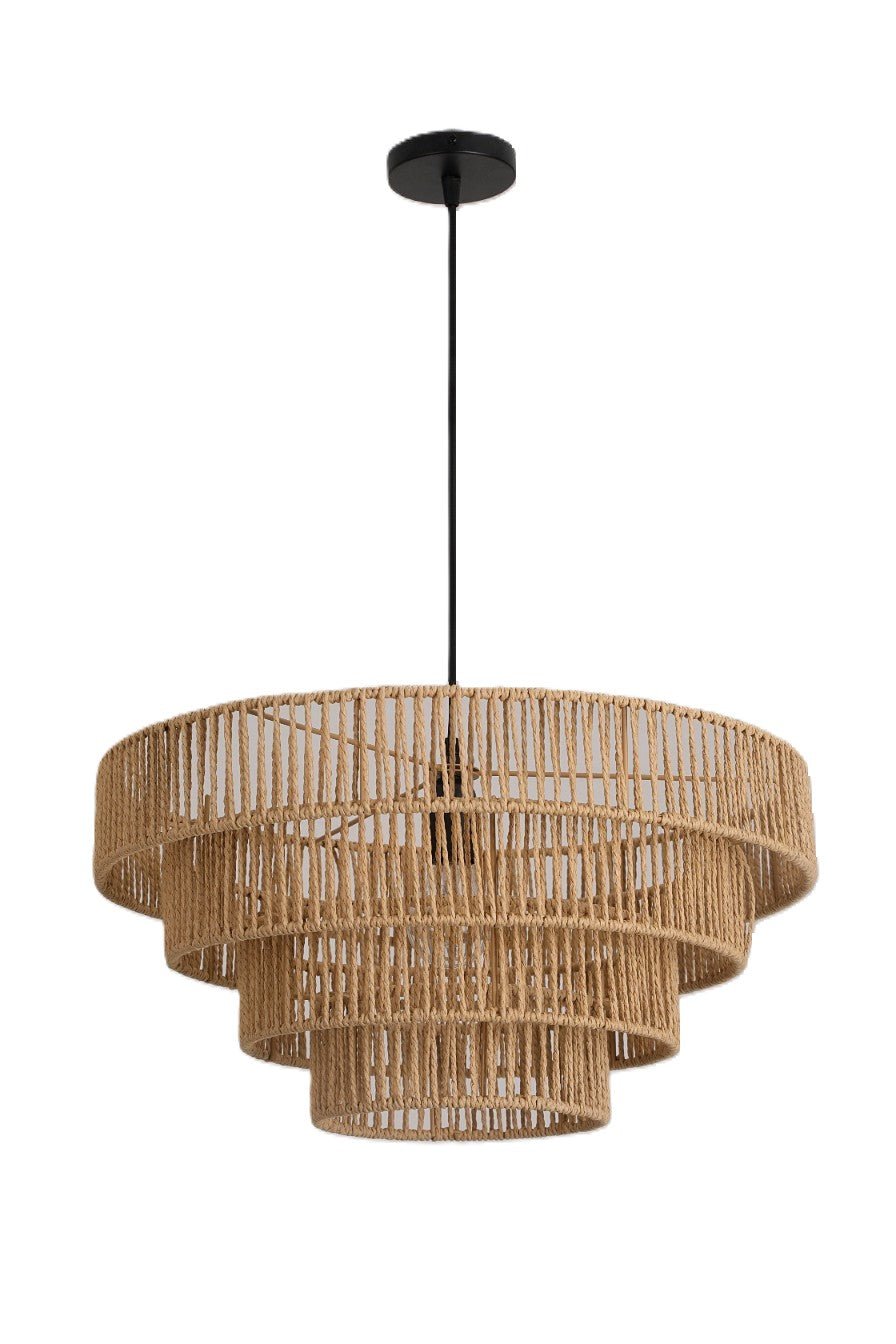 Lampa Wisząca Sufitowa SONTI Okrągła Boho do Salonu Duża 1xE27 Naturalna - LAITICA