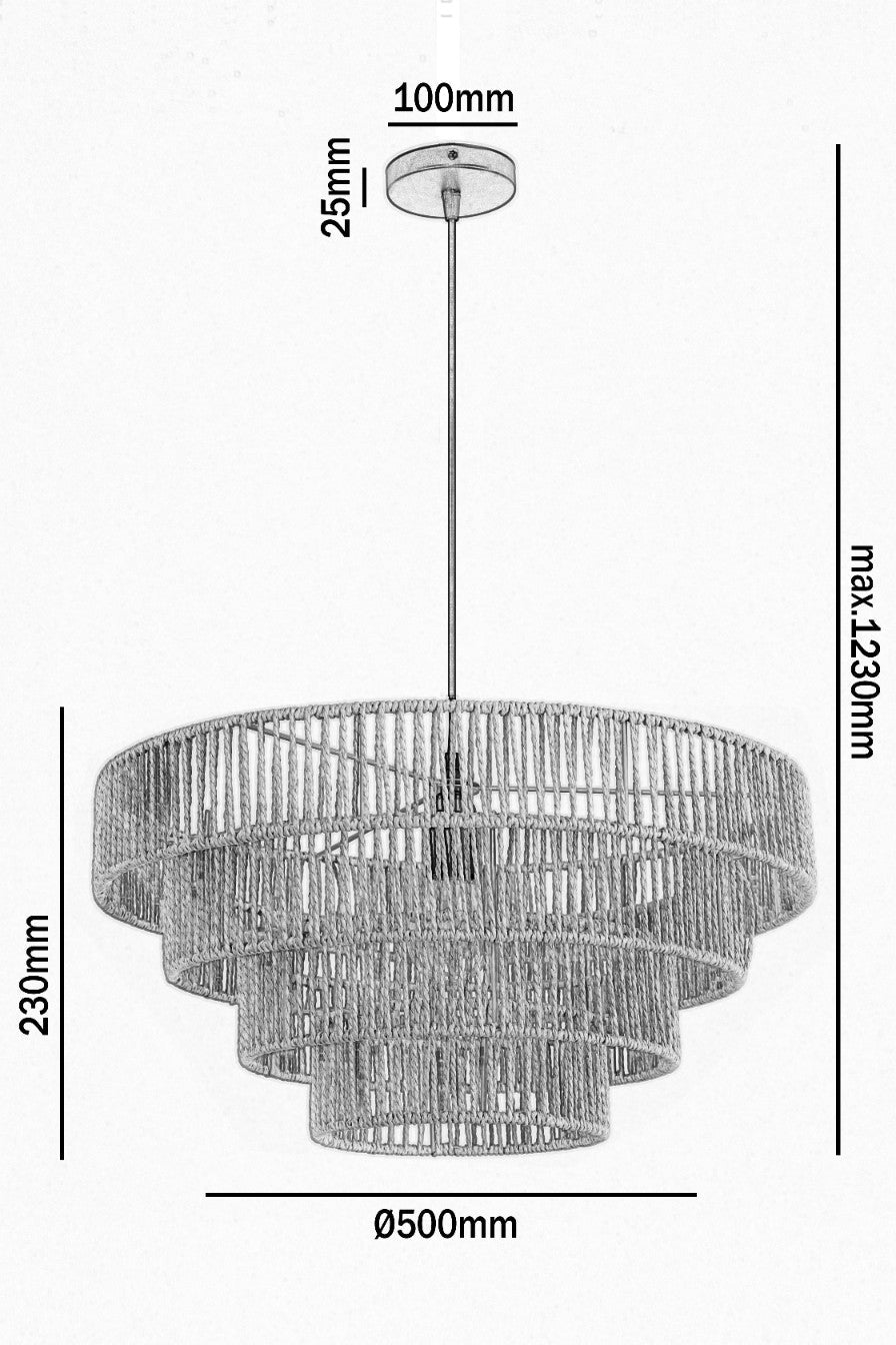 Lampa Wisząca Sufitowa SONTI Okrągła Boho do Salonu Duża 1xE27 Naturalna - LAITICA