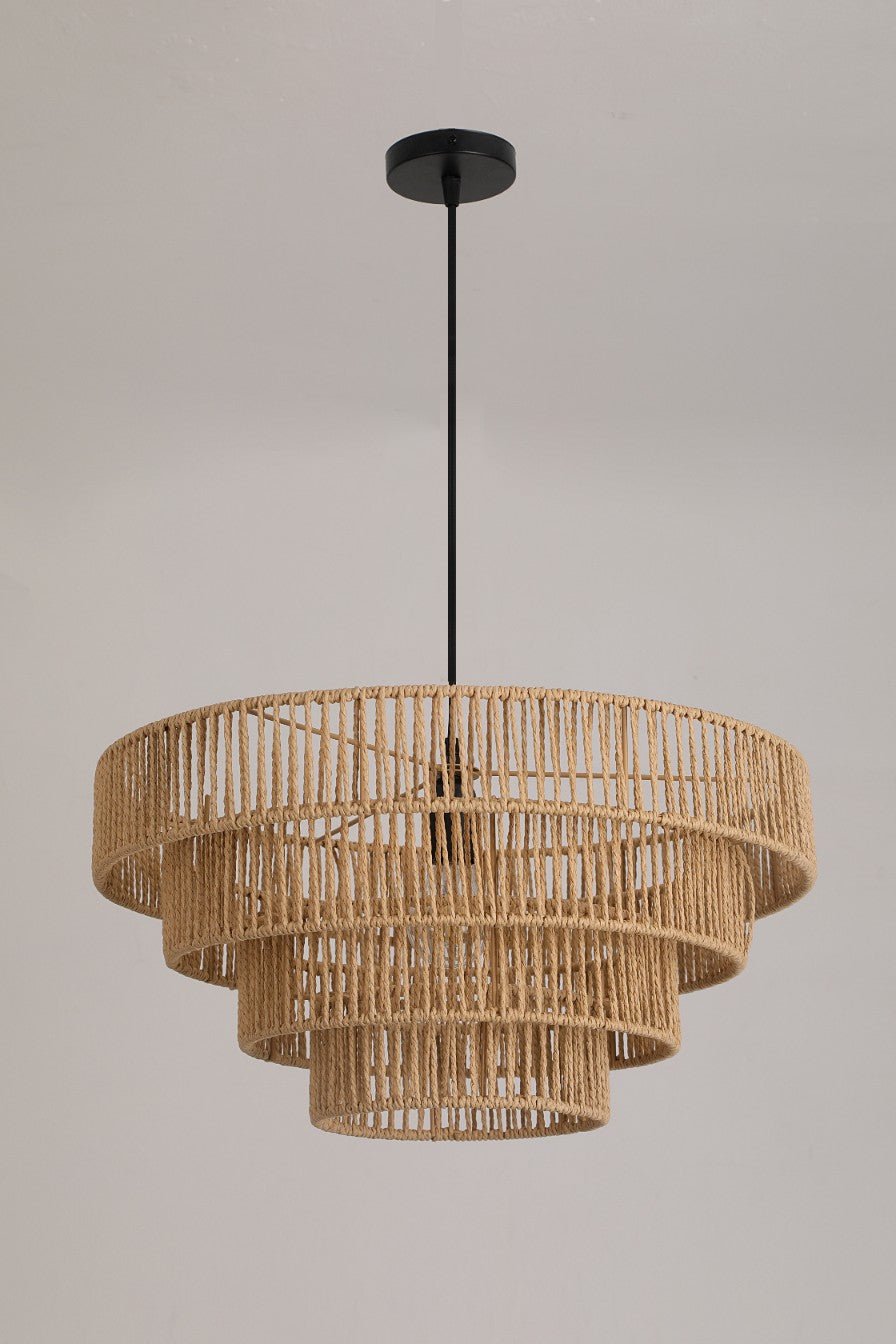 Lampa Wisząca Sufitowa SONTI Okrągła Boho do Salonu Duża 1xE27 Naturalna - LAITICA