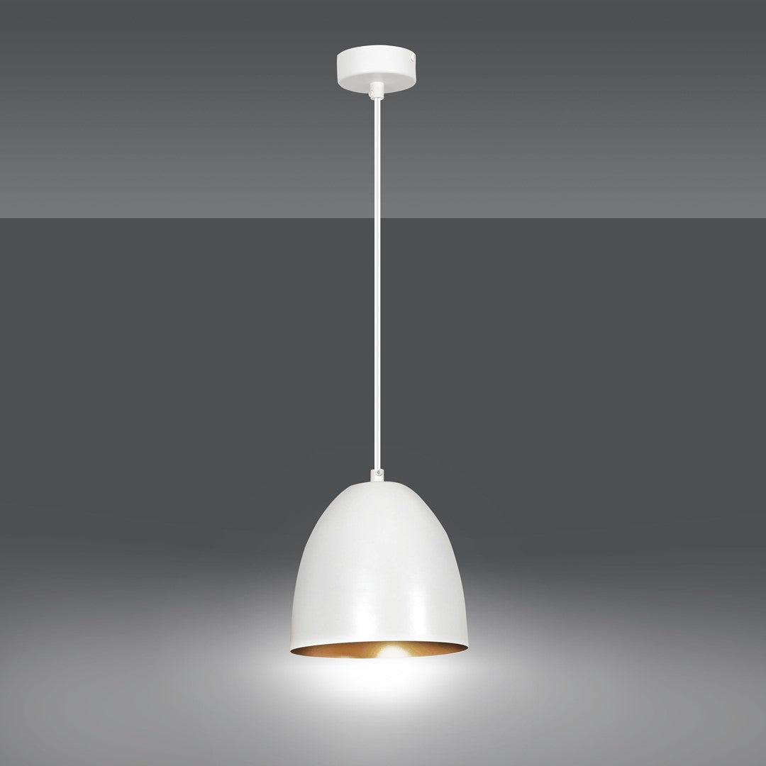 Lampa wisząca SYDNEY biało - złota NOWOCZESNA 1 - punktowa E27 ZWIS - LAITICA