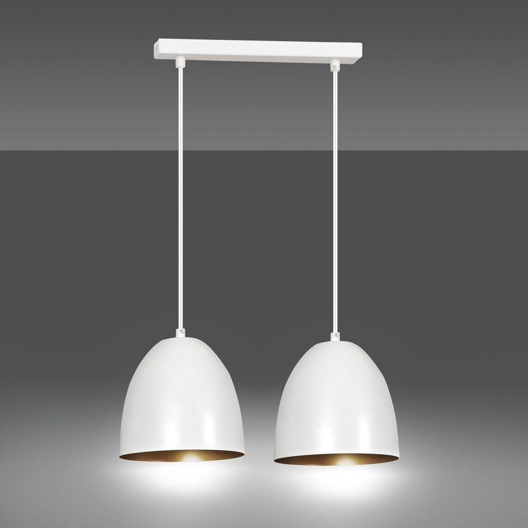 Lampa wisząca SYDNEY biało - złota NOWOCZESNA 2 punkty światła E27 ZWIS - LAITICA