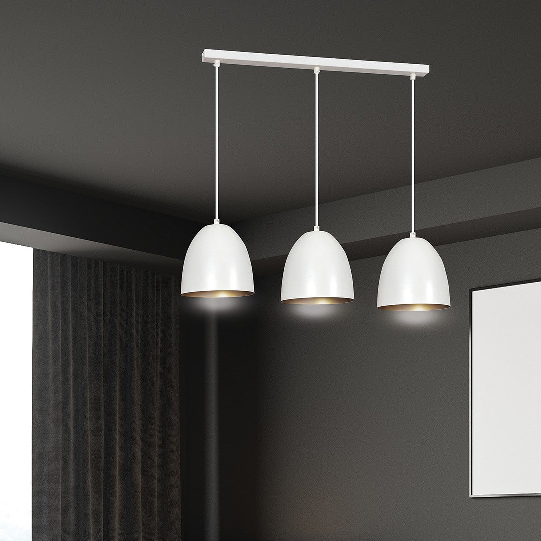 Lampa wisząca SYDNEY biało - złota NOWOCZESNA 3 punkty światła E27 ZWIS - LAITICA