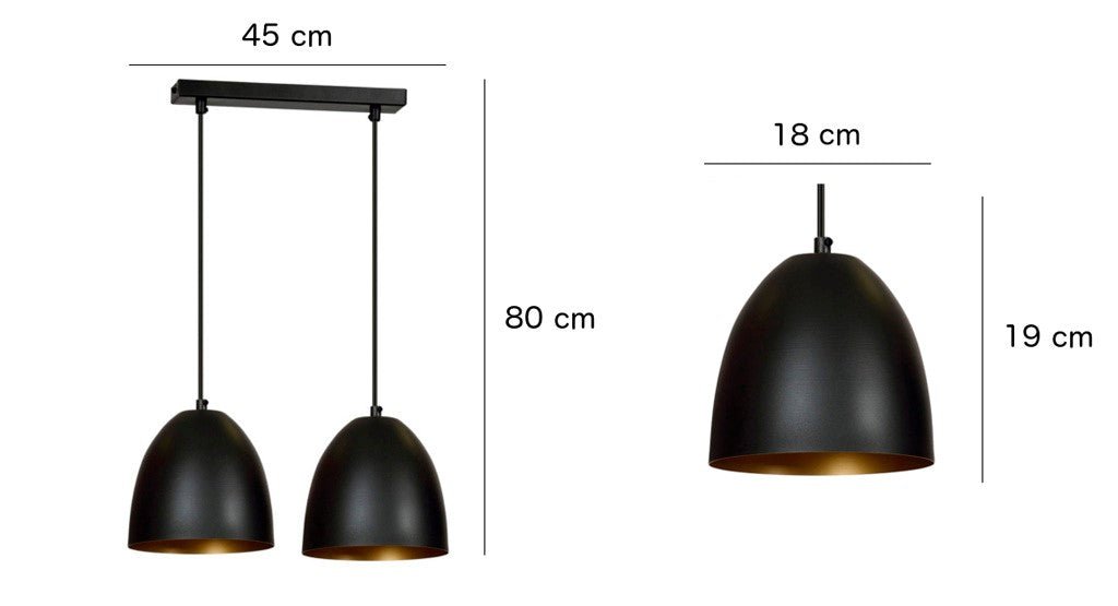Lampa wisząca SYDNEY czarno - złota NOWOCZESNA 2 punkty światła E27 ZWIS - LAITICA