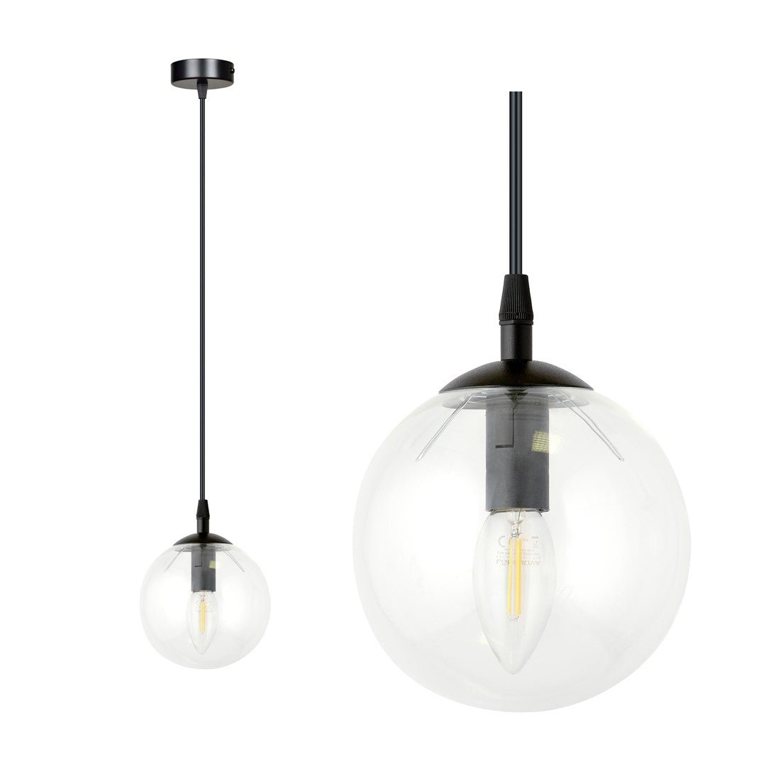 Lampa wisząca VEGAS 1 punkt światła E14 REGULOWANA klosz przeźroczysty - LAITICA