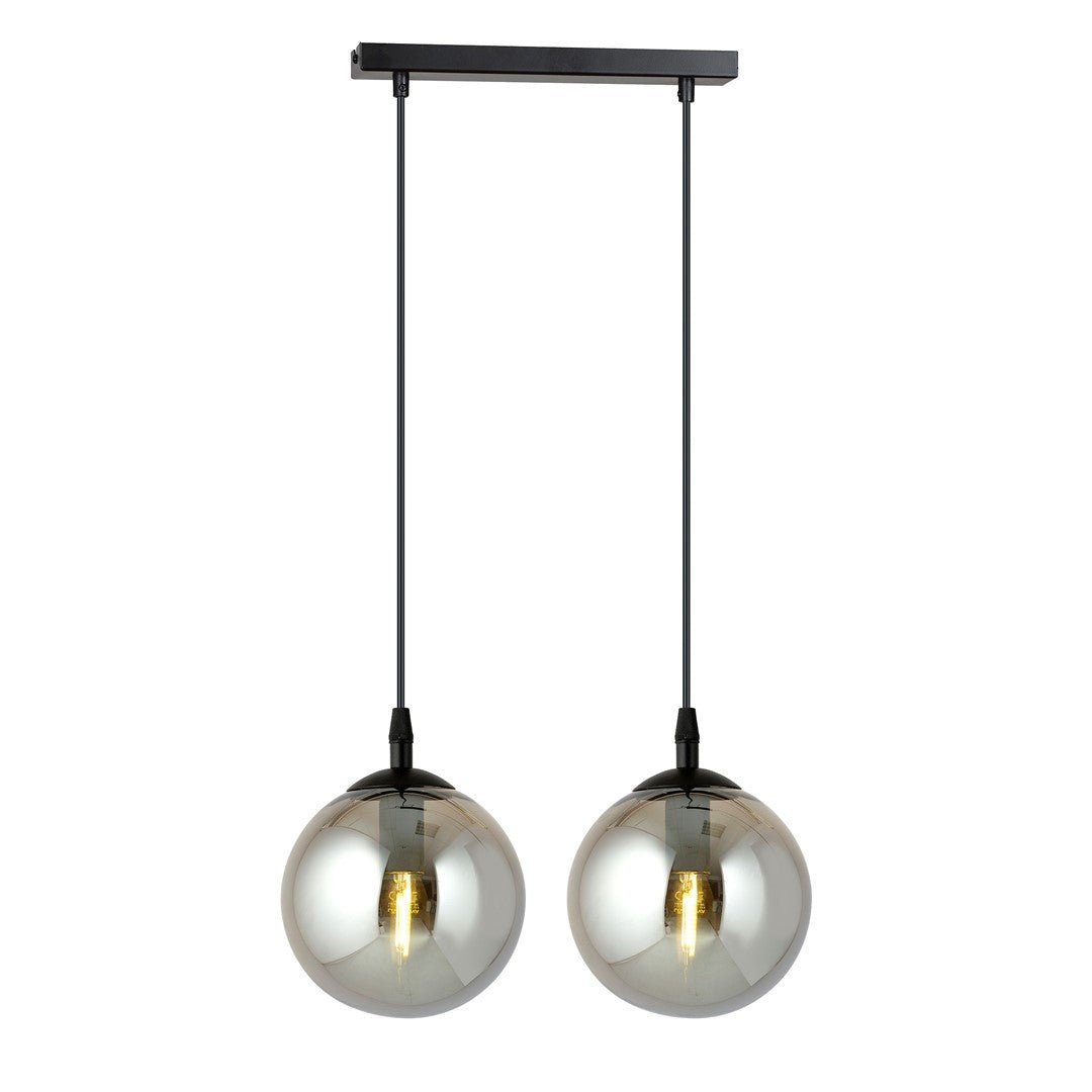 Lampa wisząca VEGAS 2 punkty światła E14 REGULOWANA klosz grafitowy - LAITICA