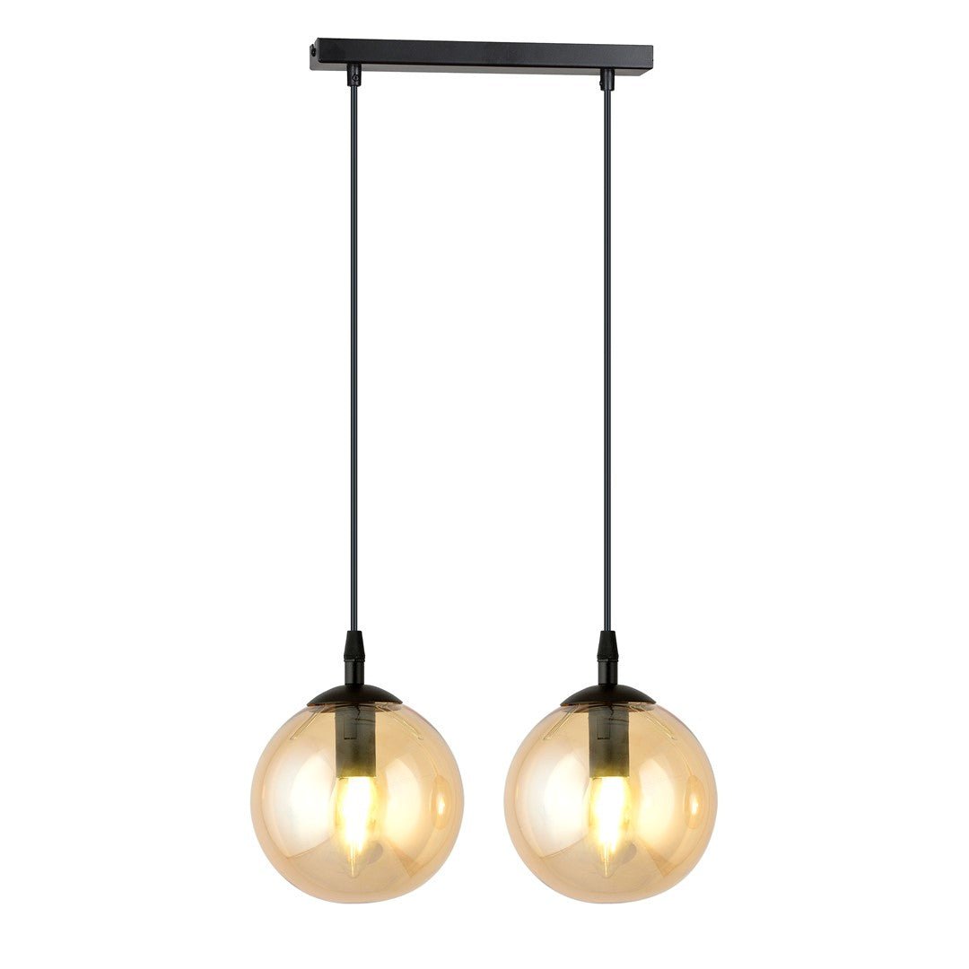 Lampa wisząca VEGAS 2 punkty światła E14 REGULOWANA klosz miodowy - LAITICA