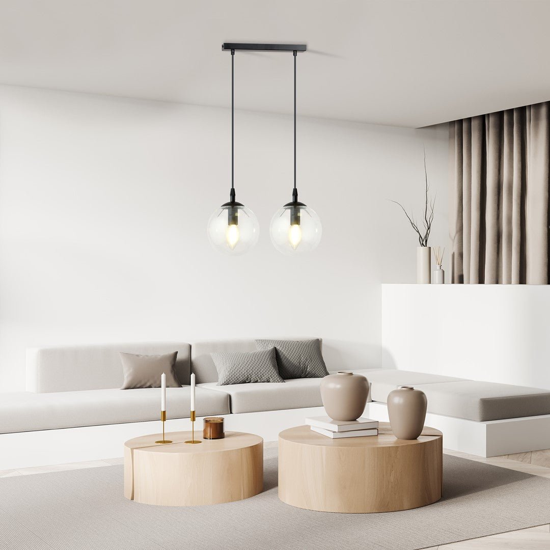 Lampa wisząca VEGAS 2 punkty światła E14 REGULOWANA klosz przeźroczysty - LAITICA