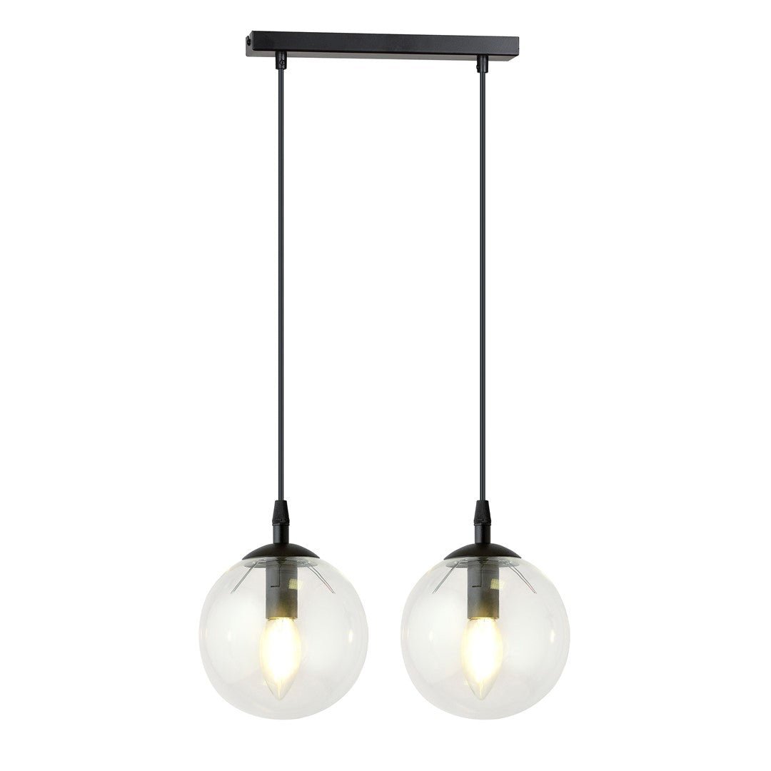Lampa wisząca VEGAS 2 punkty światła E14 REGULOWANA klosz przeźroczysty - LAITICA