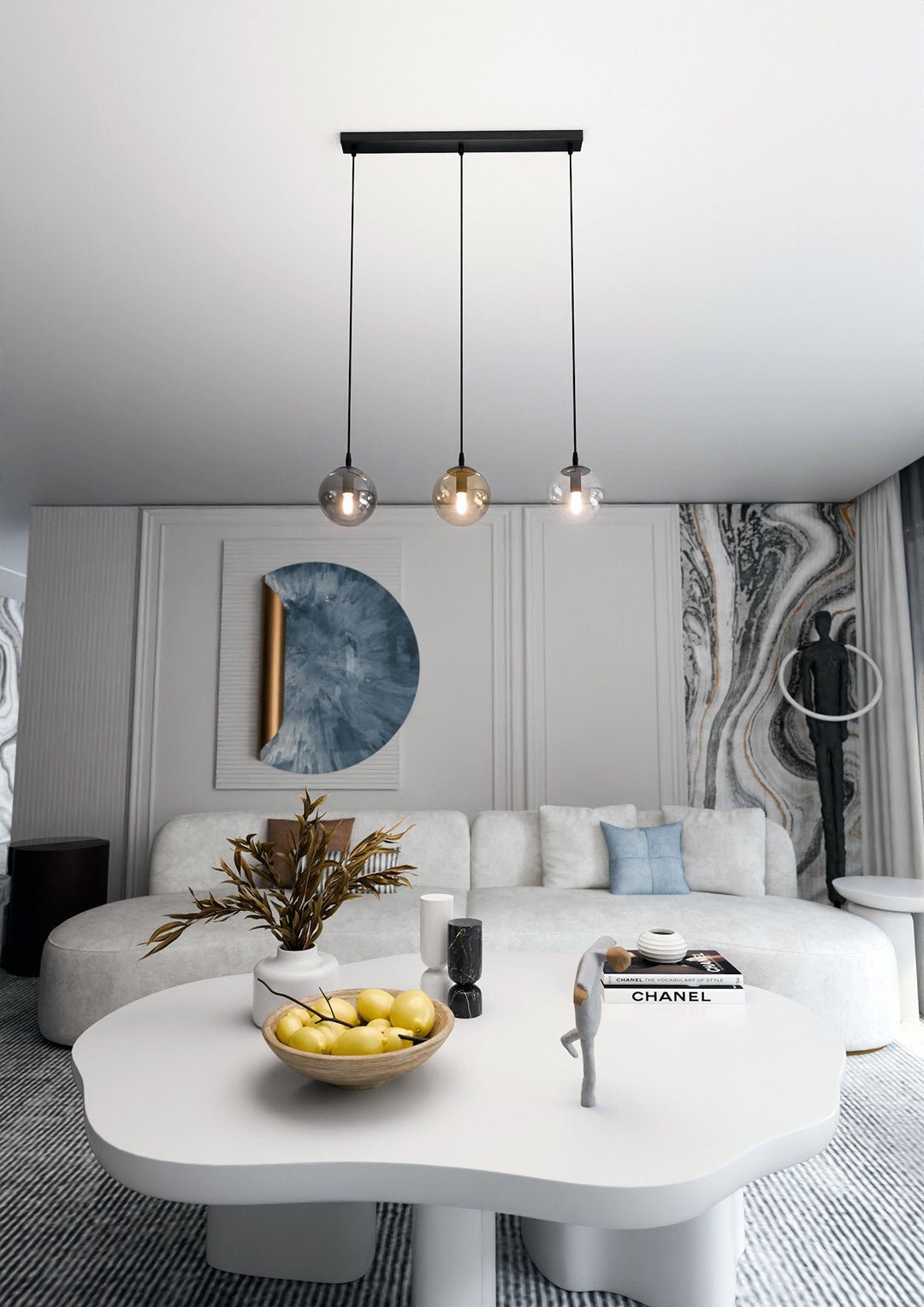 Lampa wisząca VEGAS 3 punkty światła E14 REGULOWANA klosz 3 kolory - LAITICA