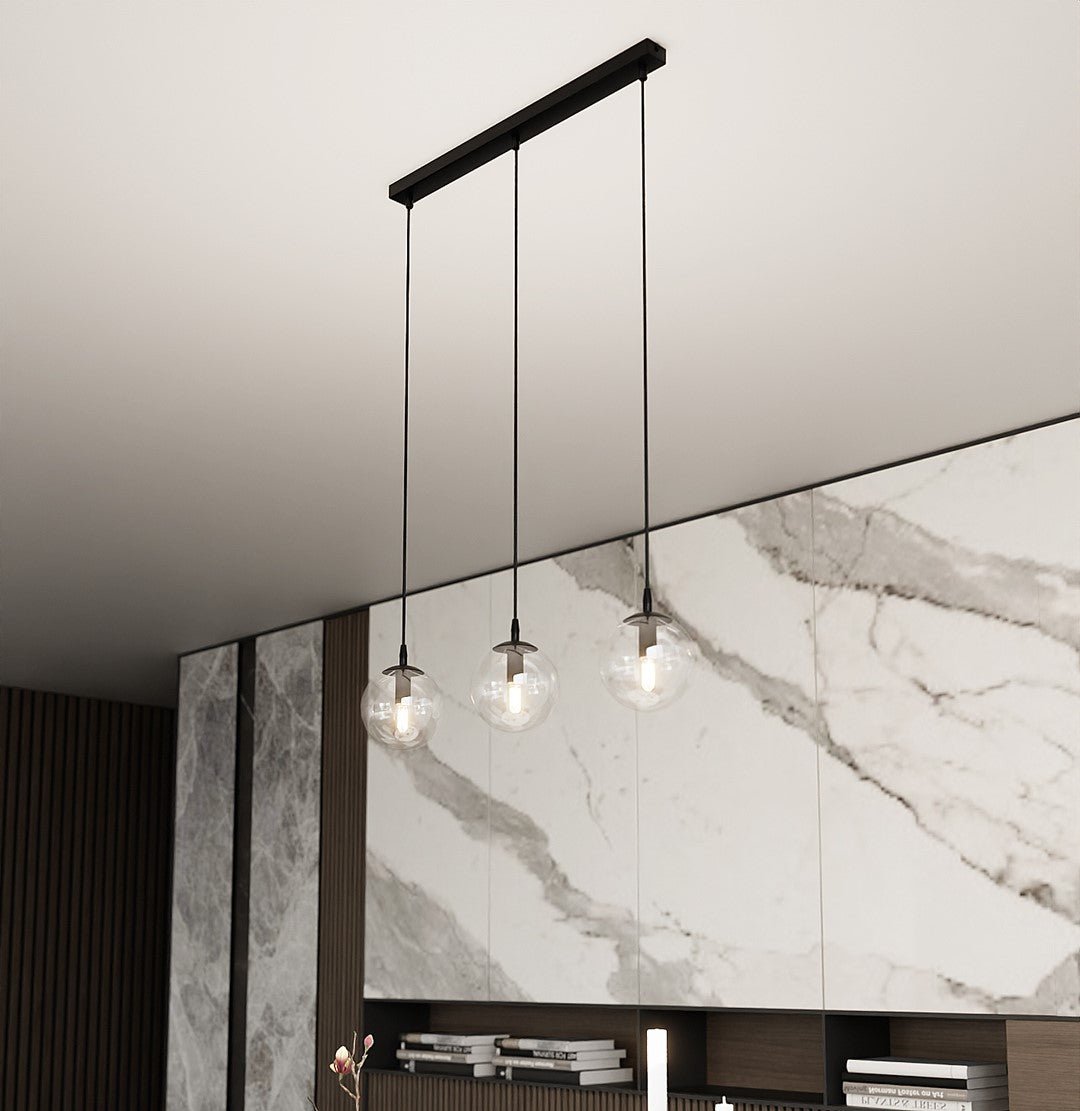 Lampa wisząca VEGAS 3 punkty światła E14 REGULOWANA klosz przeźroczysty - LAITICA